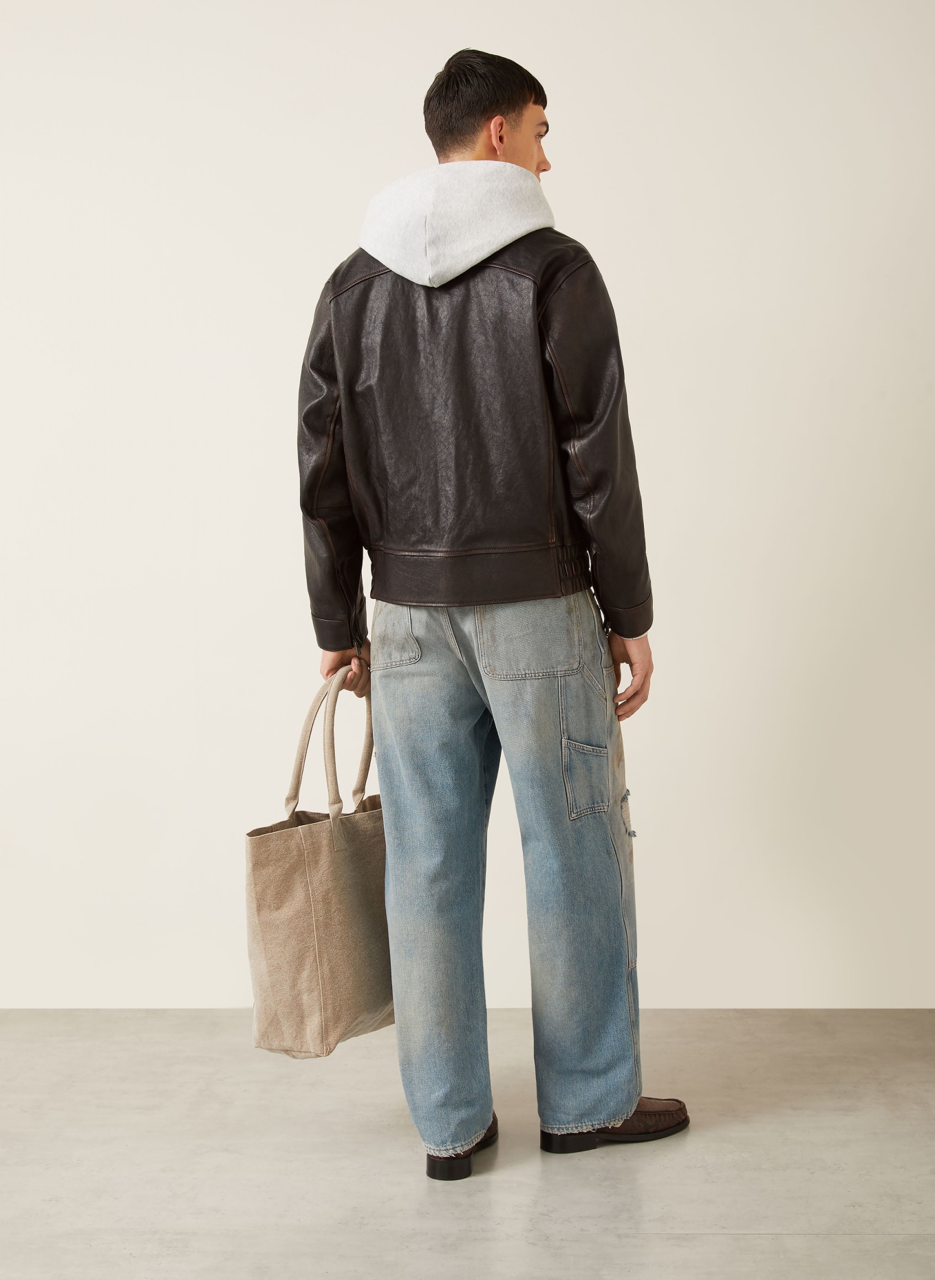 GOLDEN GOOSE kurtka skórzana: CIEMNOBRĄZOWY