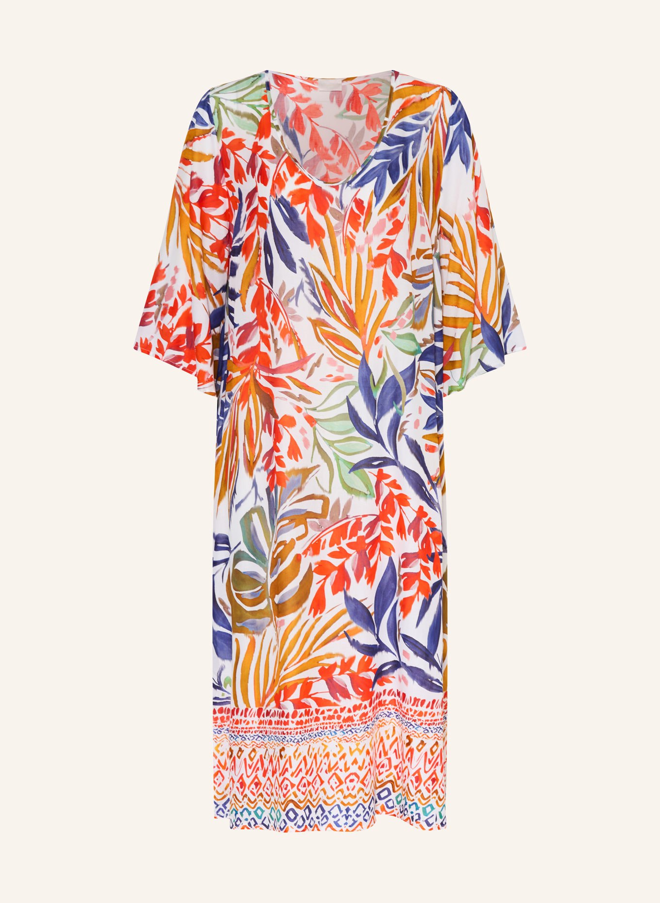 Charmline Beach dress with 3/4 sleeves: PURPLE / CREAM / ORANGE