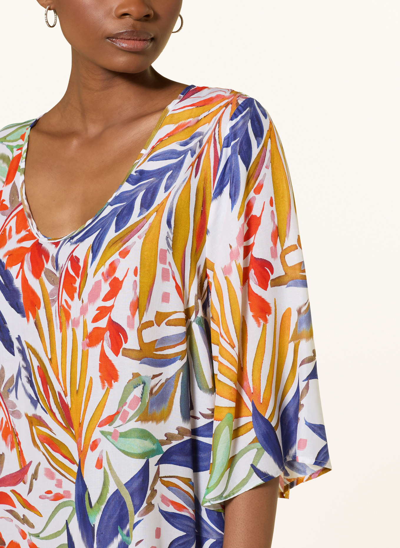 Charmline Beach dress with 3/4 sleeves: PURPLE / CREAM / ORANGE