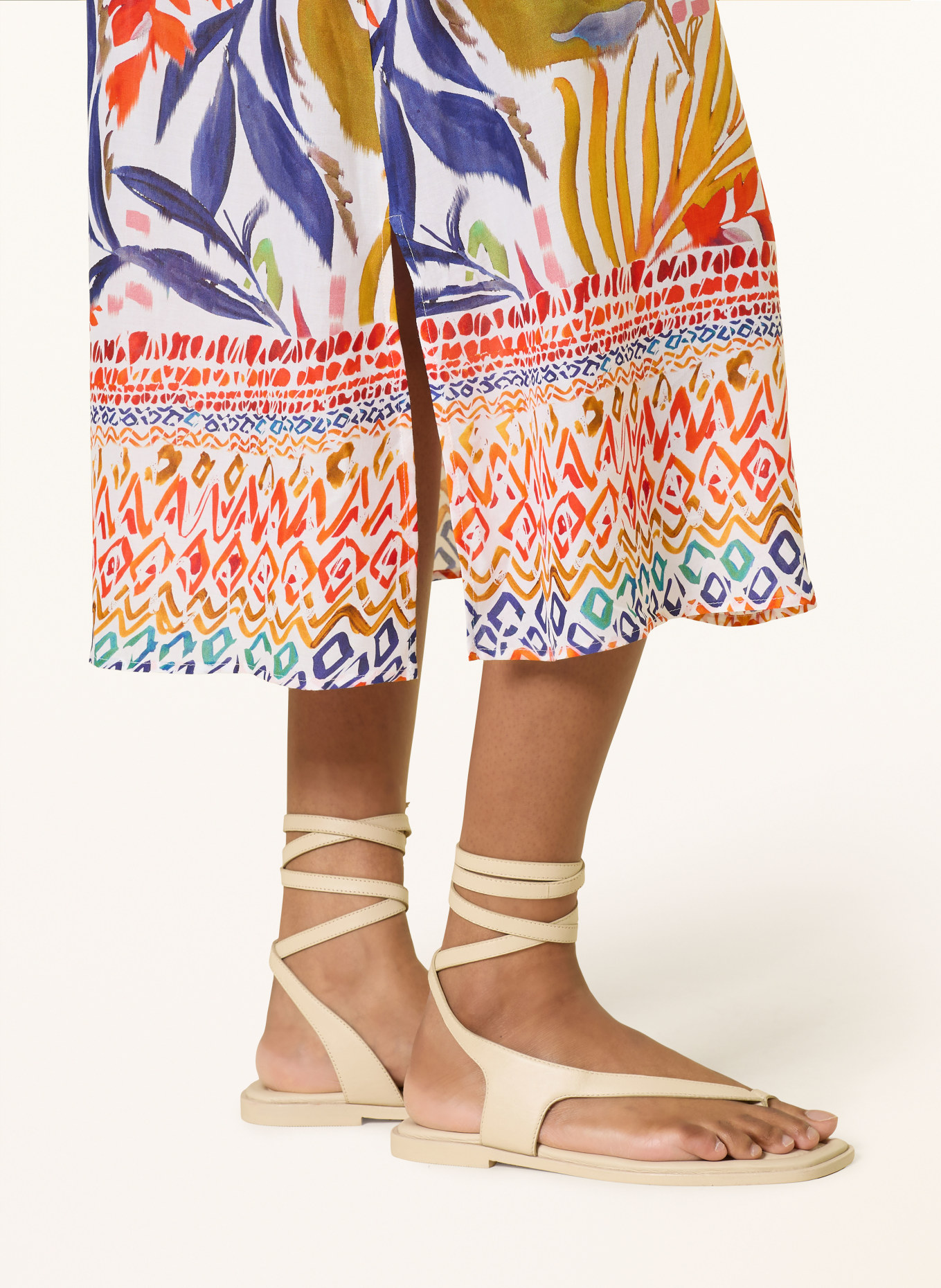 Charmline Beach dress with 3/4 sleeves: PURPLE / CREAM / ORANGE