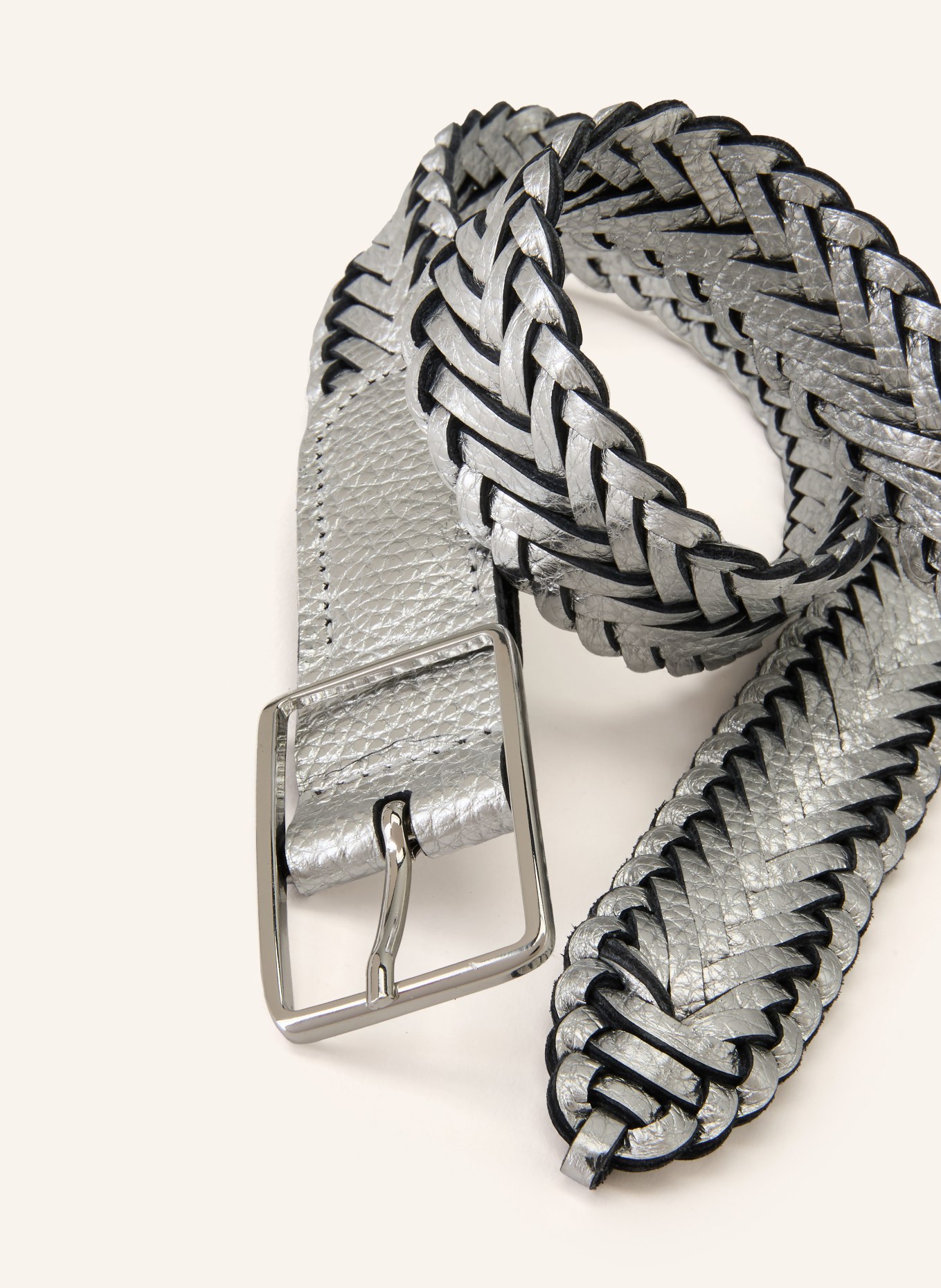 abro skórzany pasek: SREBRNY