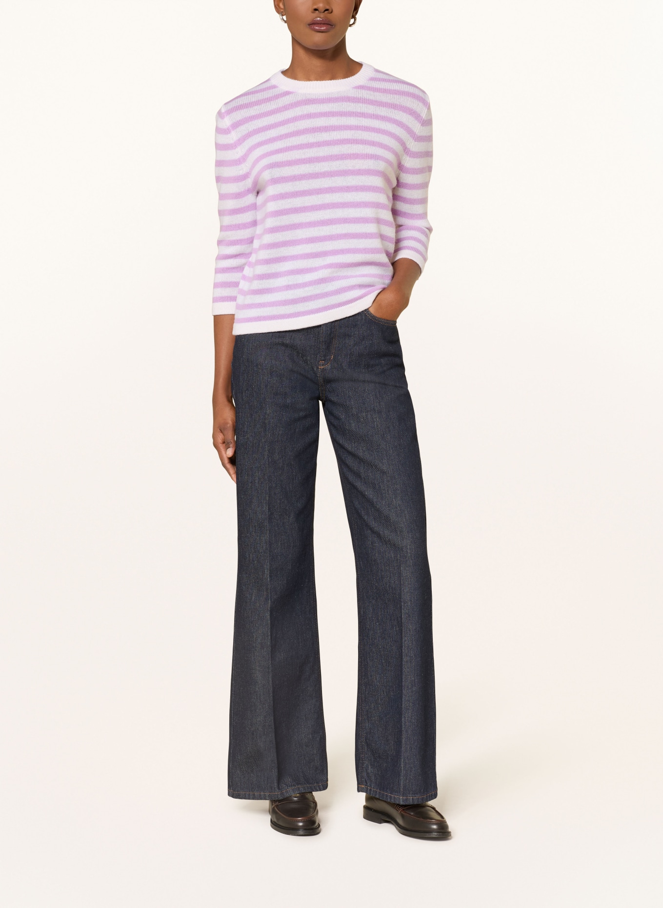 ALLUDE Pullover mit Cashmere: HELLLILA / CREME