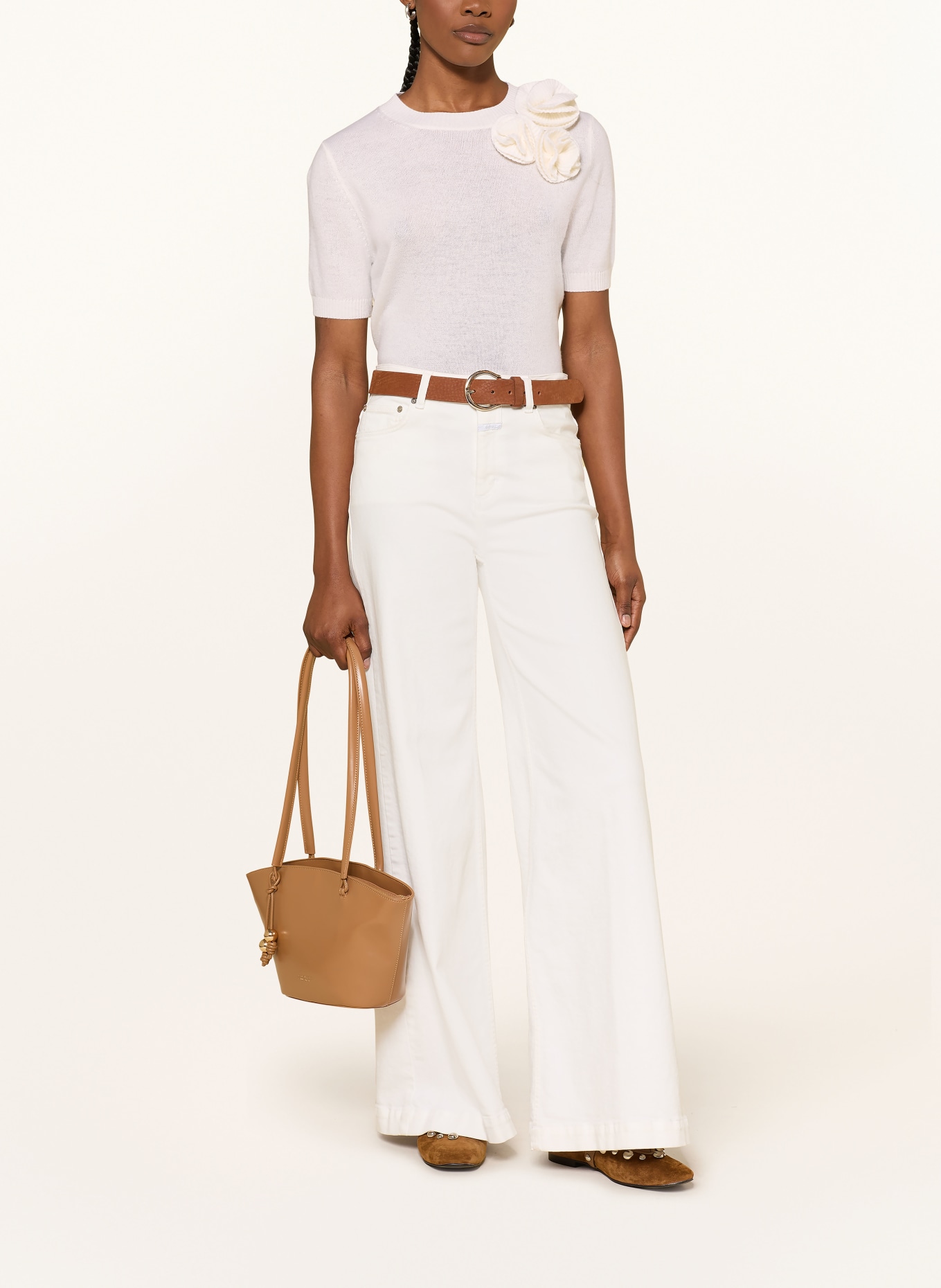 ALLUDE Strickshirt mit Cashmere: WEISS