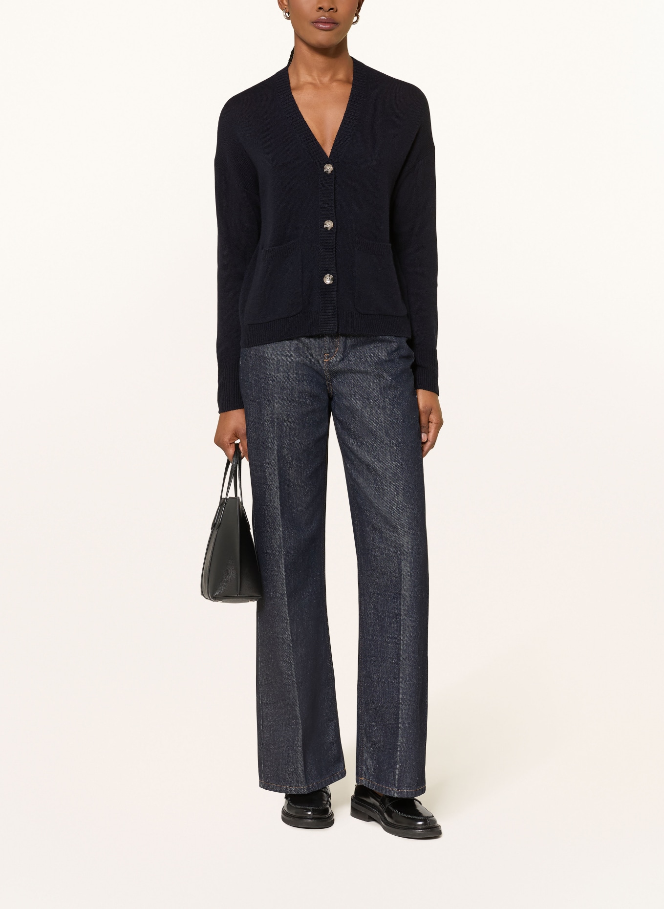 ALLUDE Strickjacke aus Cashmere: DUNKELBLAU