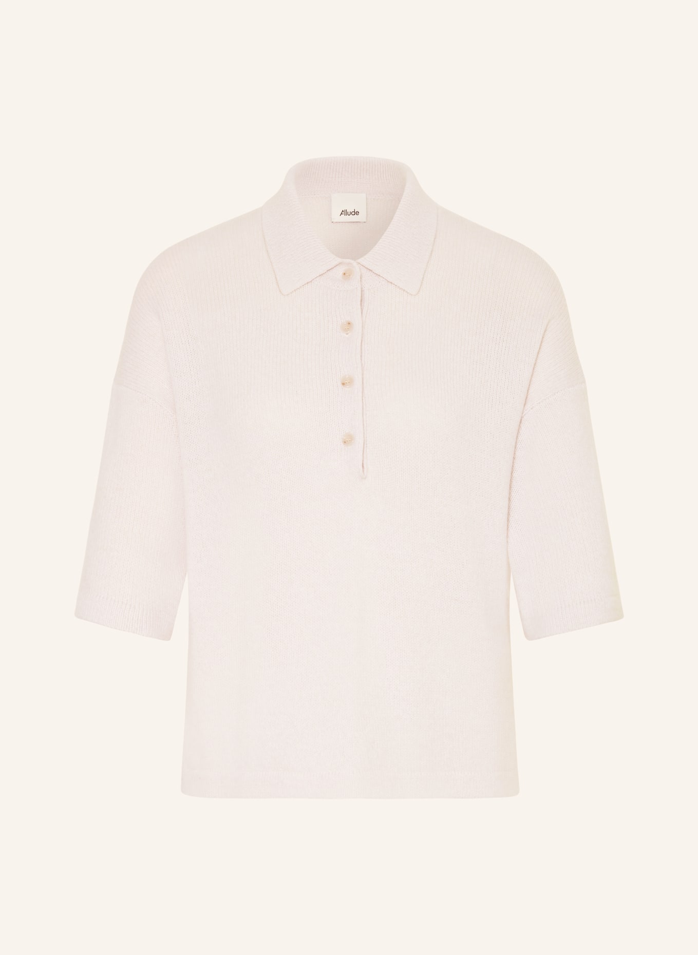 ALLUDE Strick-Poloshirt aus Cashmere: HELLGRAU
