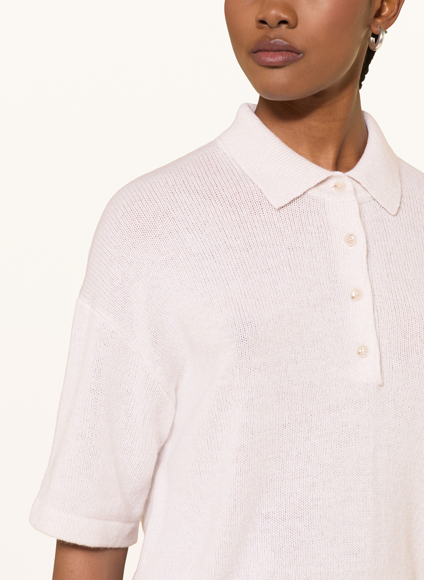 ALLUDE Strick-Poloshirt aus Cashmere: HELLGRAU