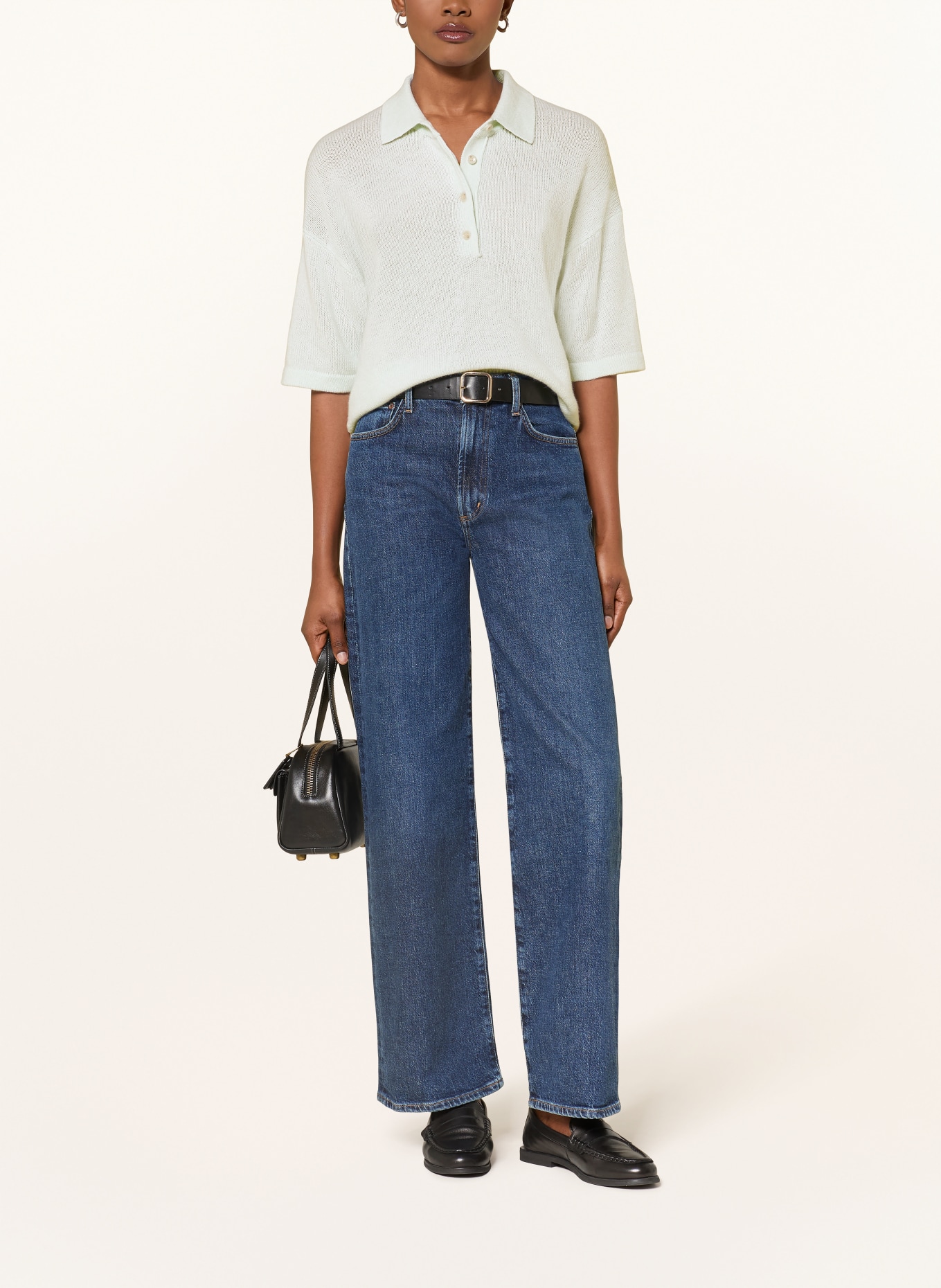 ALLUDE Strick-Poloshirt aus Cashmere: MINT