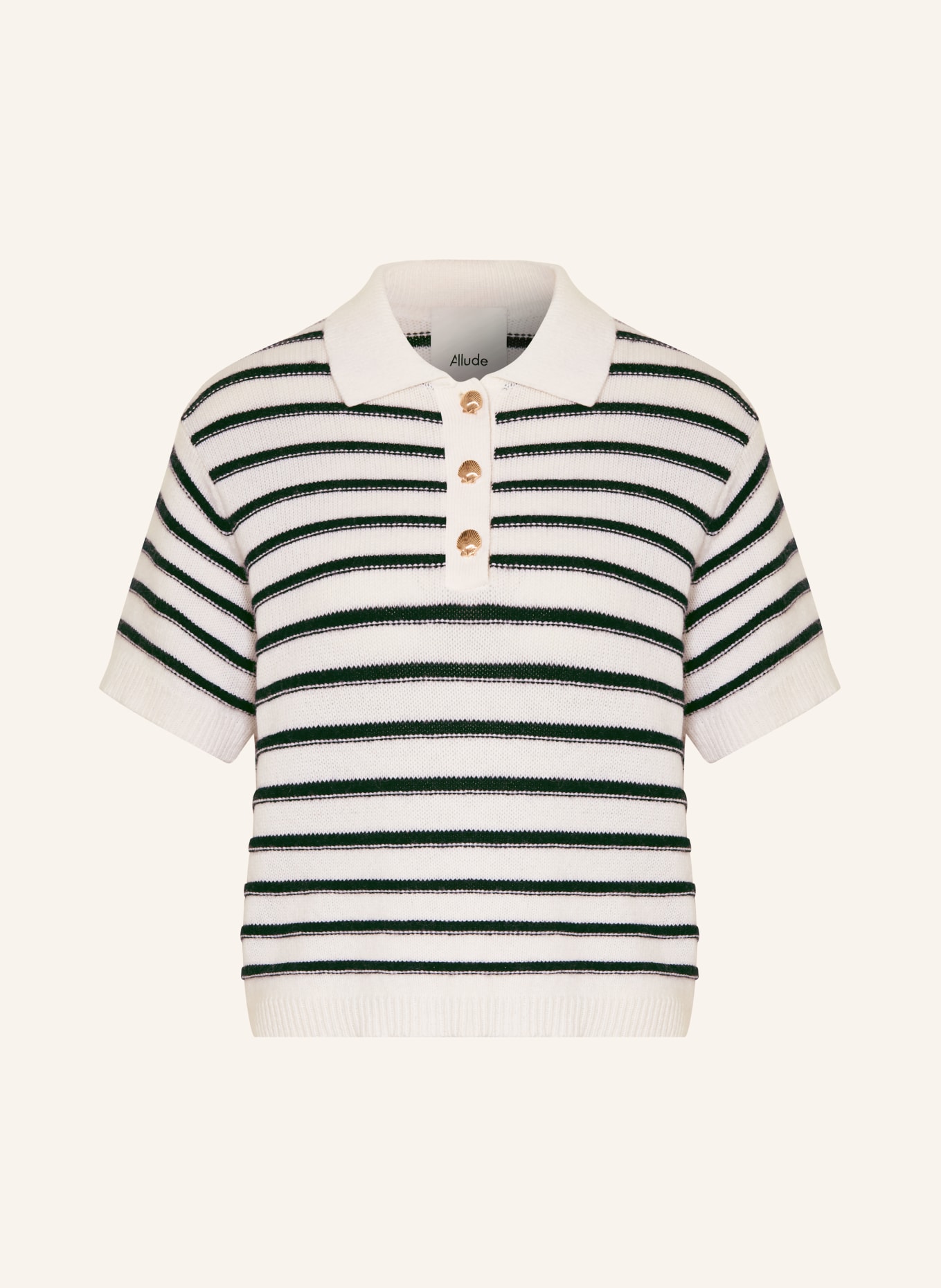 ALLUDE Strickshirt mit Cashmere: CREME / SCHWARZ