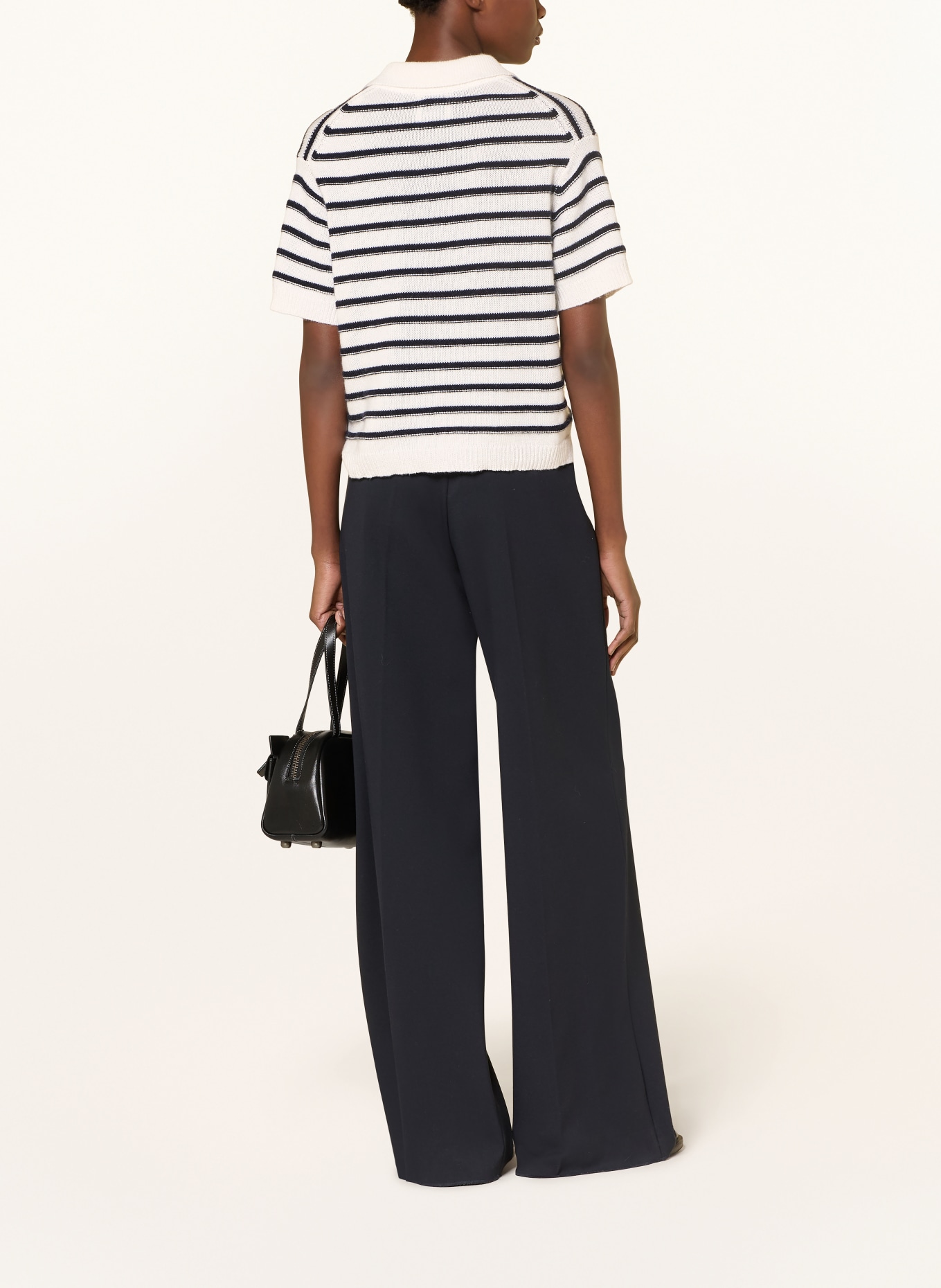 ALLUDE Strickshirt mit Cashmere: CREME / SCHWARZ