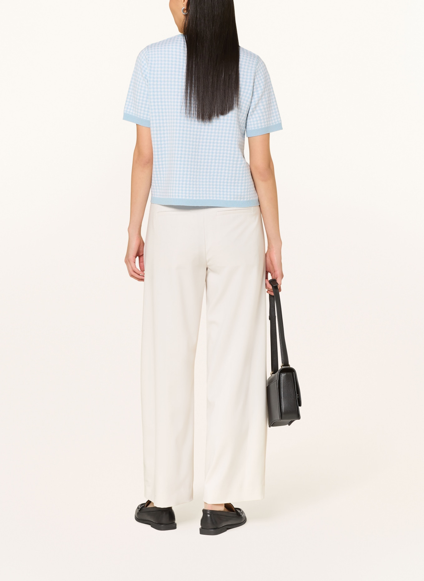 ALLUDE Strickshirt mit Cashmere: HELLBLAU / WEISS