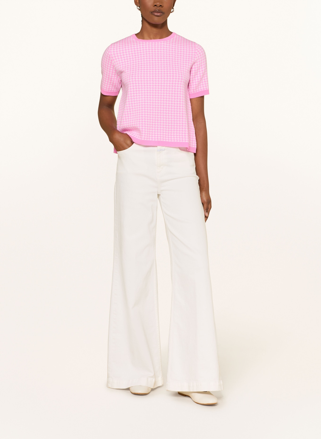 ALLUDE Strickshirt mit Cashmere: ROSA / WEISS