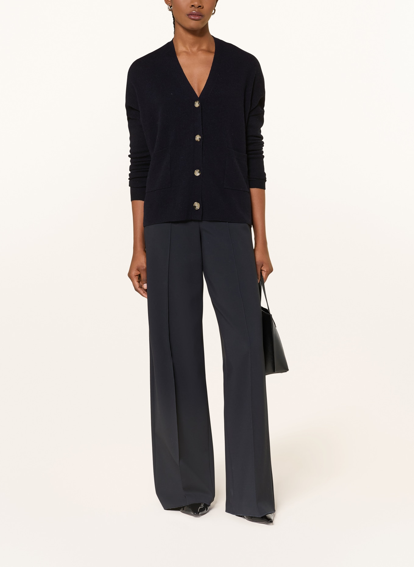 ALLUDE Strickjacke mit Cashmere: DUNKELBLAU