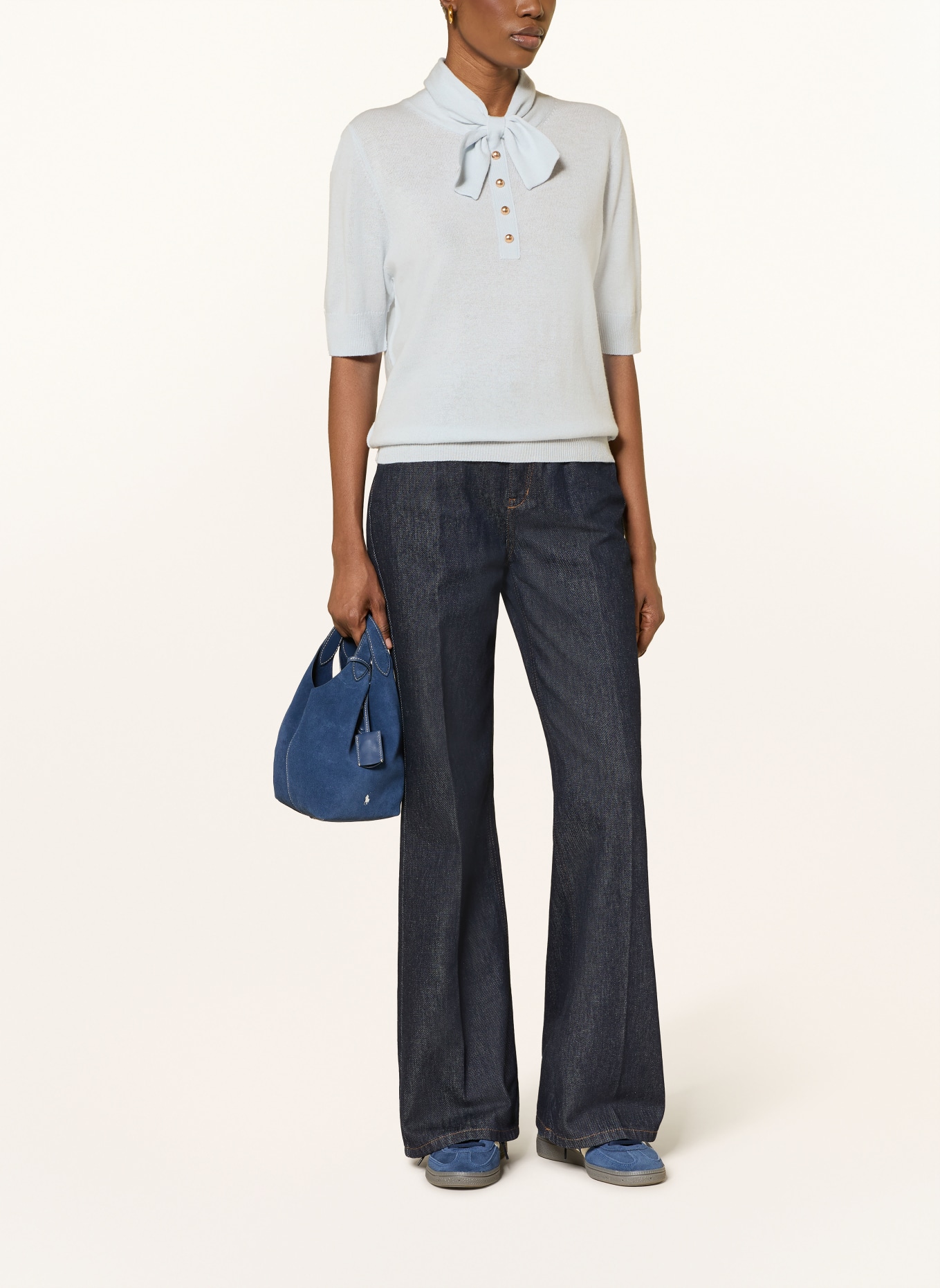 ALLUDE koszulka z dzianiny: JASNONIEBIESKI