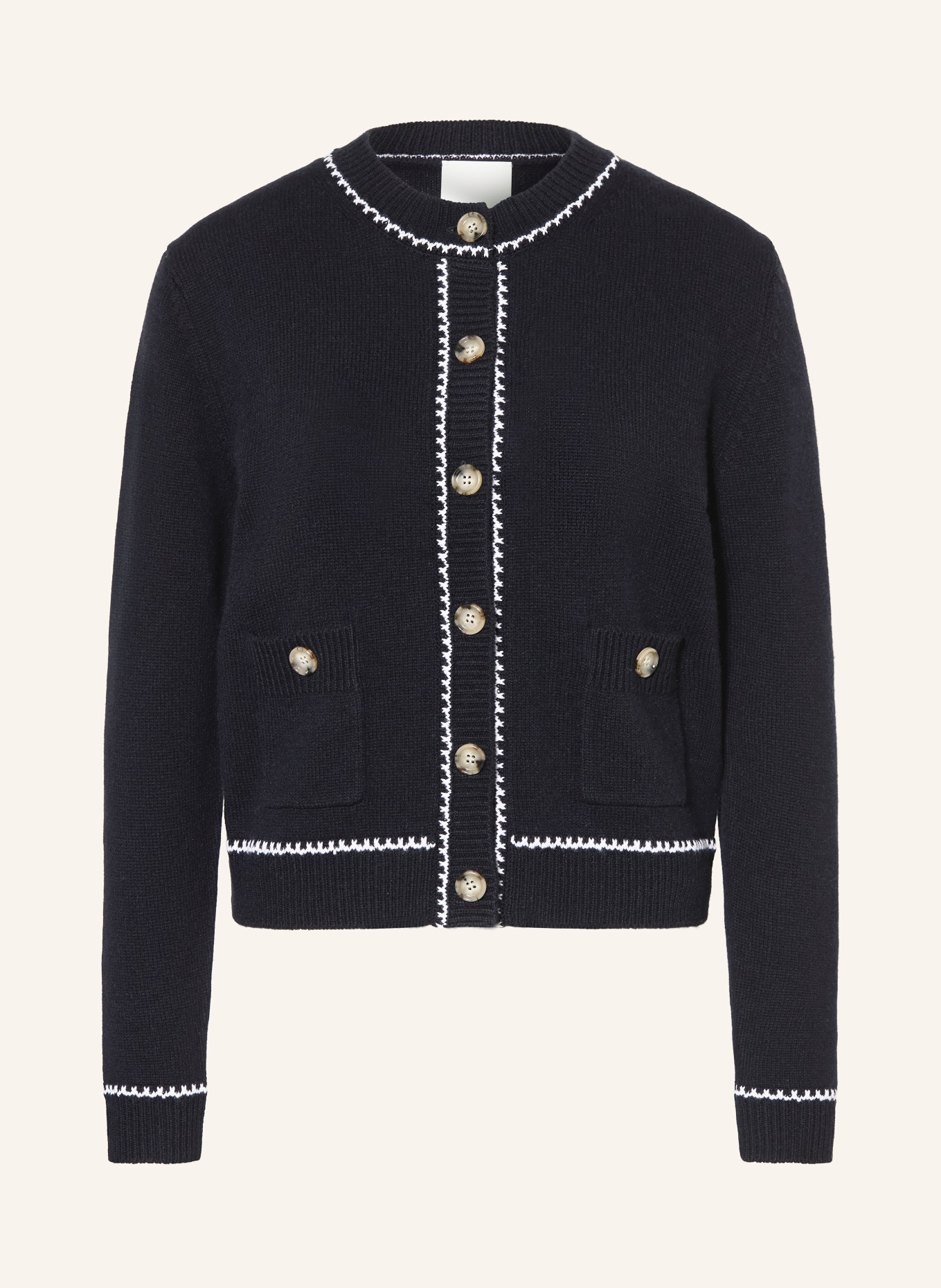 ALLUDE Strickjacke: DUNKELBLAU / WEISS