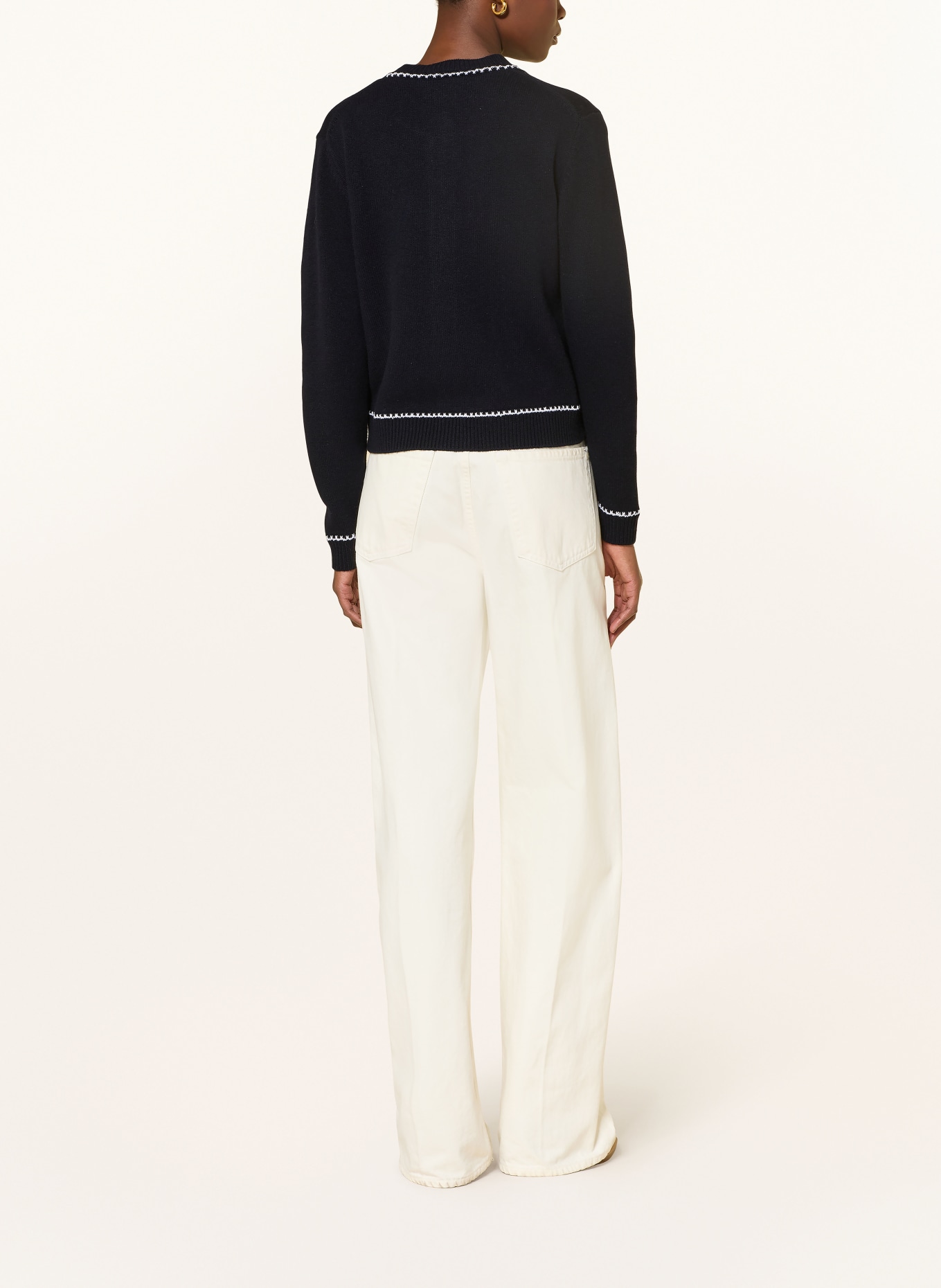 ALLUDE Strickjacke: DUNKELBLAU / WEISS