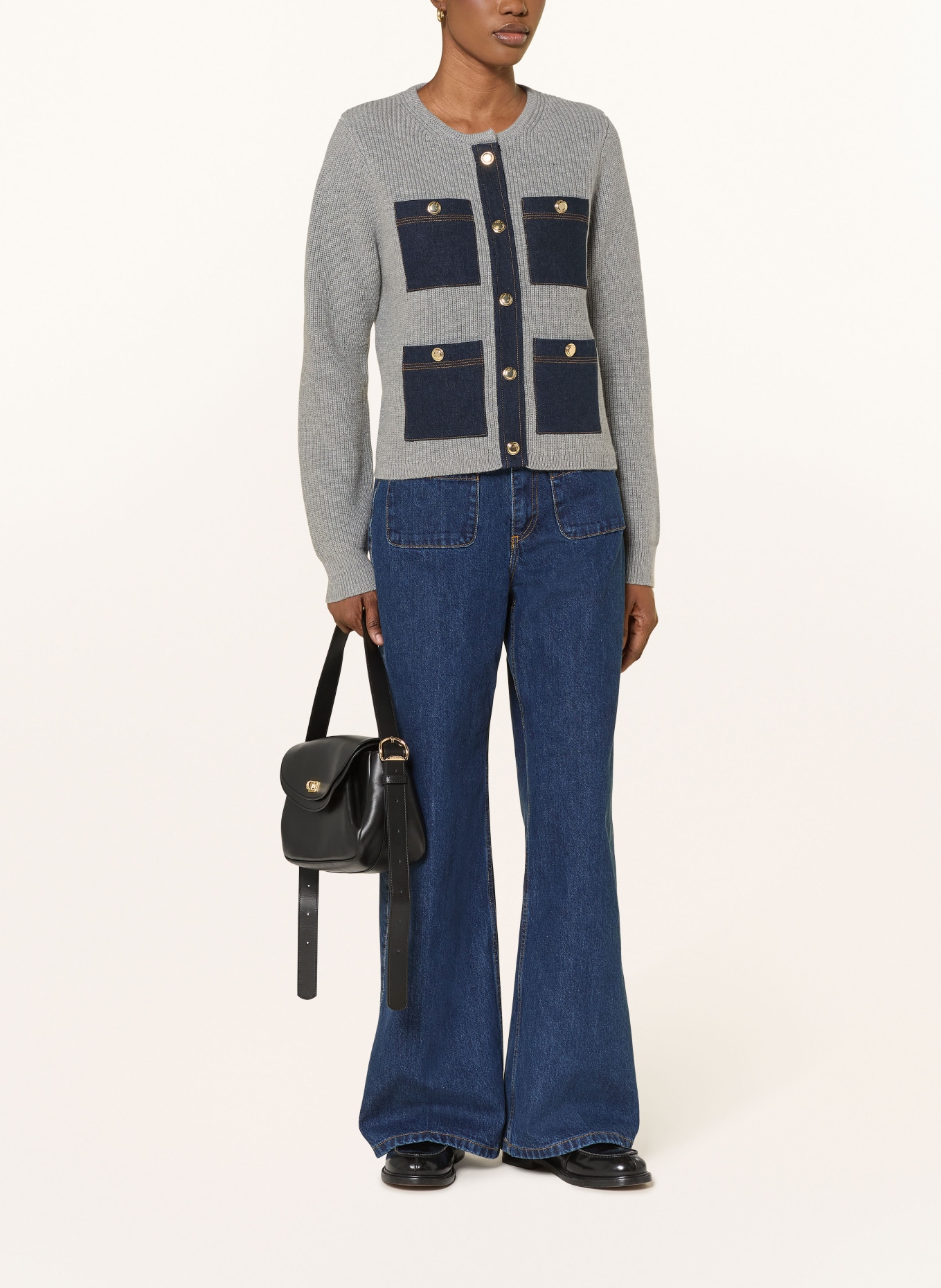 SANDRO Strickjacke: BLAUGRAU / BLAU