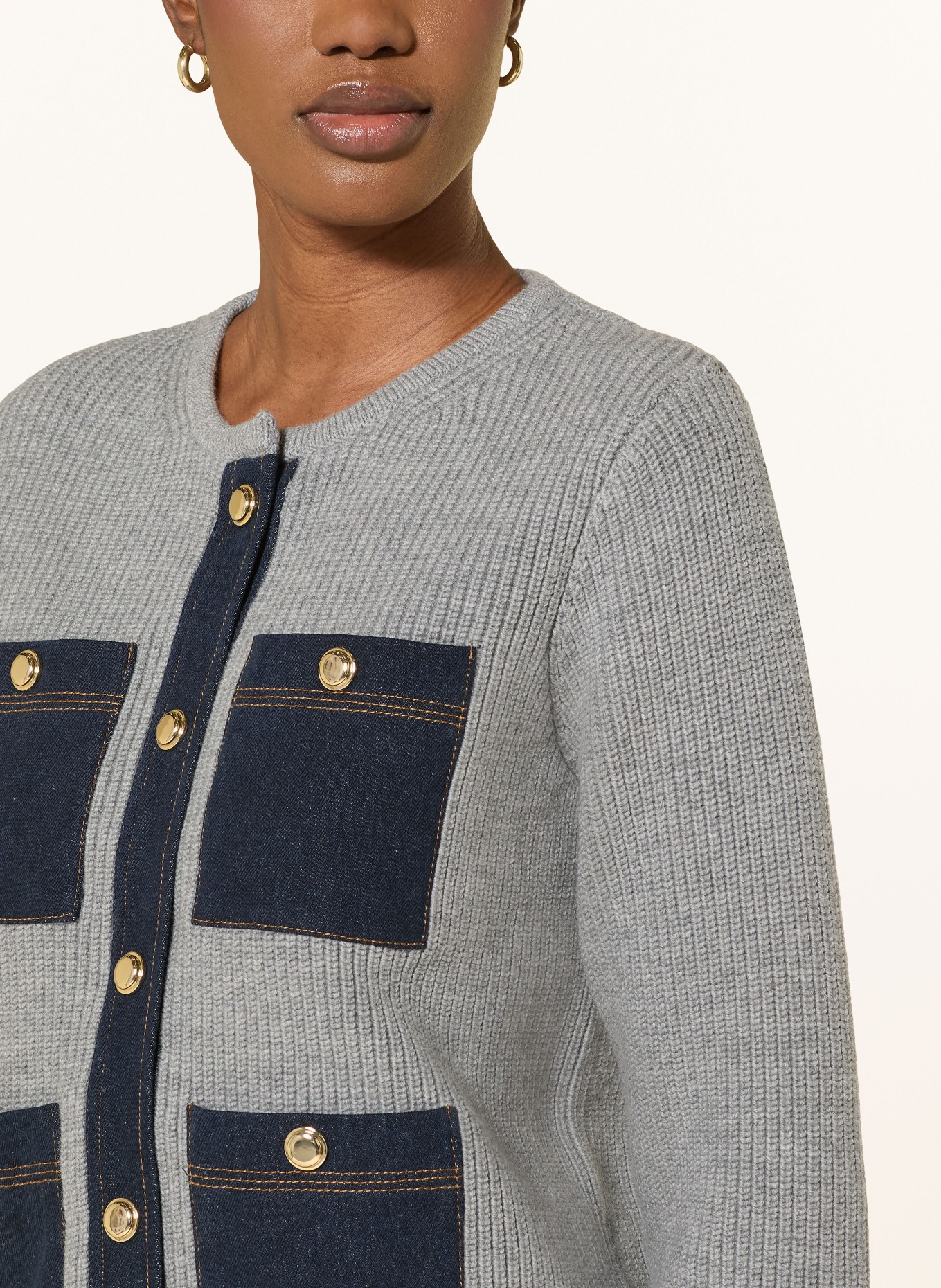 SANDRO Strickjacke: BLAUGRAU / BLAU