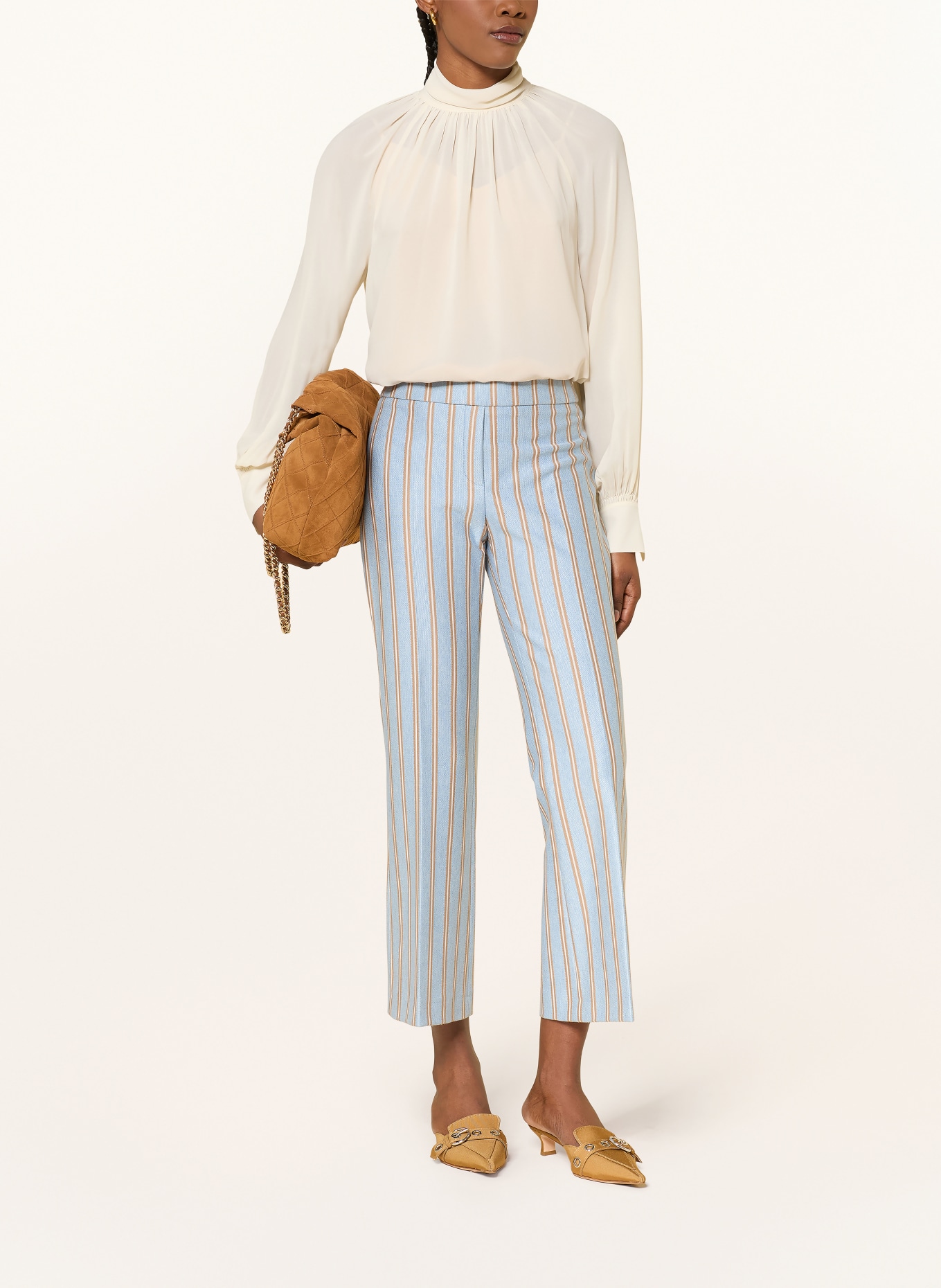 SEDUCTIVE 7/8 jersey pants NANETTE: LIGHT BLUE / CAMEL / WHITE