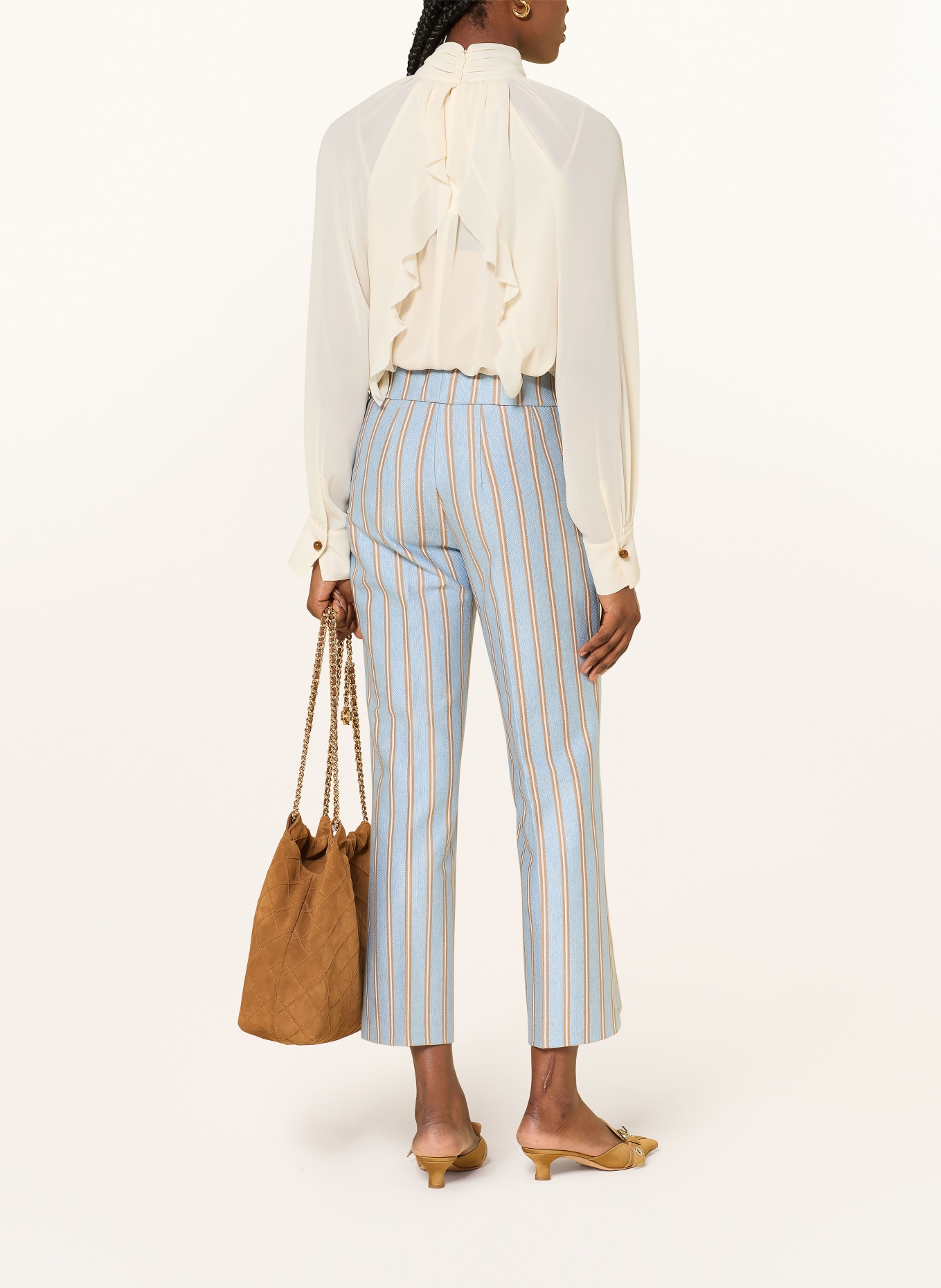 SEDUCTIVE 7/8 jersey pants NANETTE: LIGHT BLUE / CAMEL / WHITE