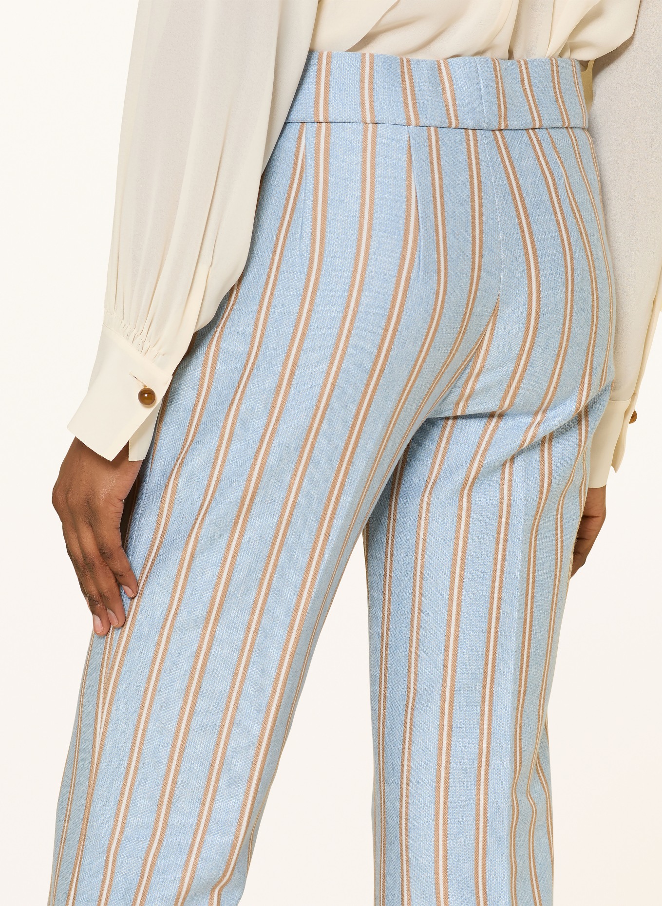 SEDUCTIVE 7/8 jersey pants NANETTE: LIGHT BLUE / CAMEL / WHITE