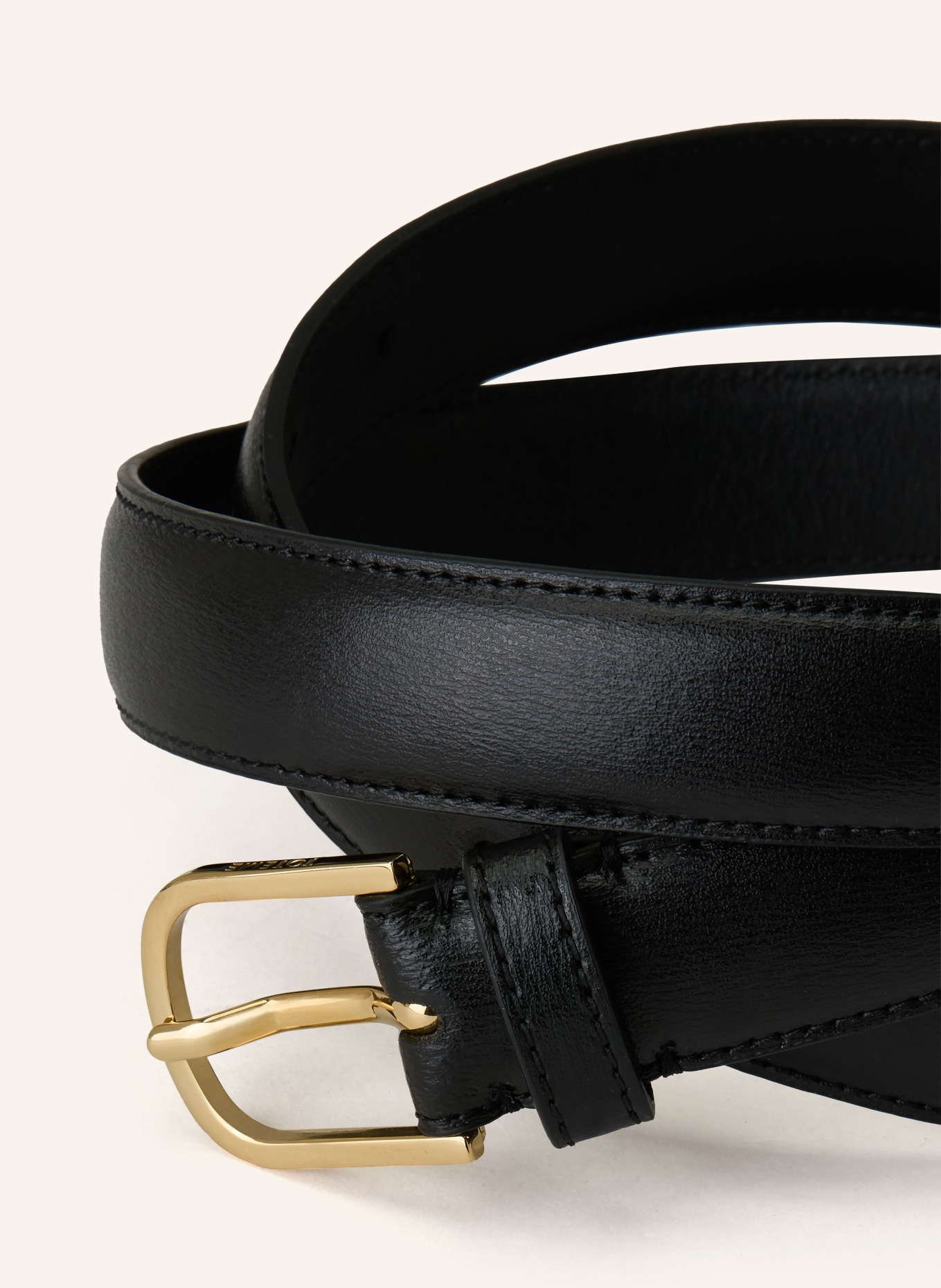 TOTEME leather belt: BLACK / GOLD
