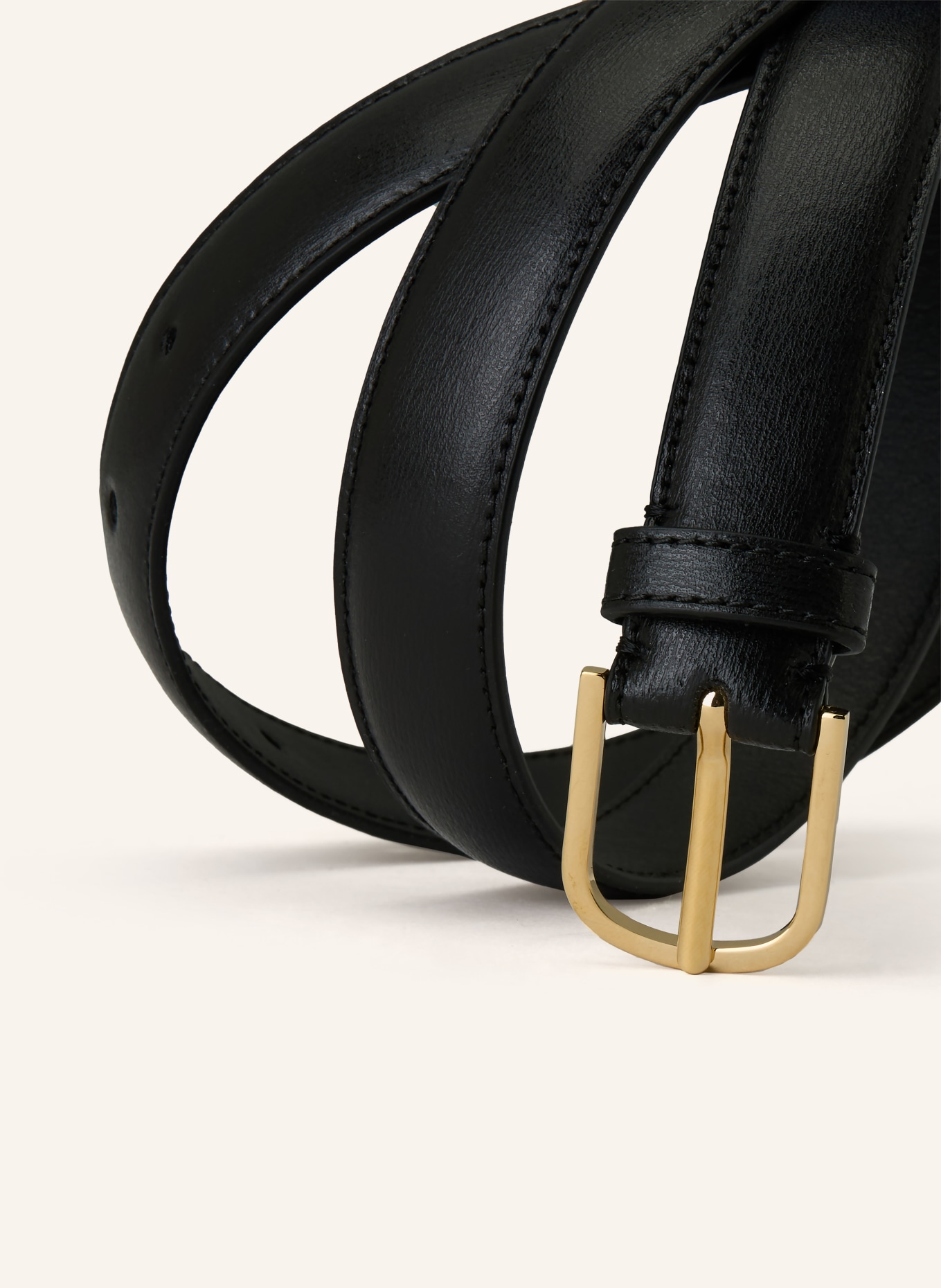 TOTEME leather belt: BLACK / GOLD