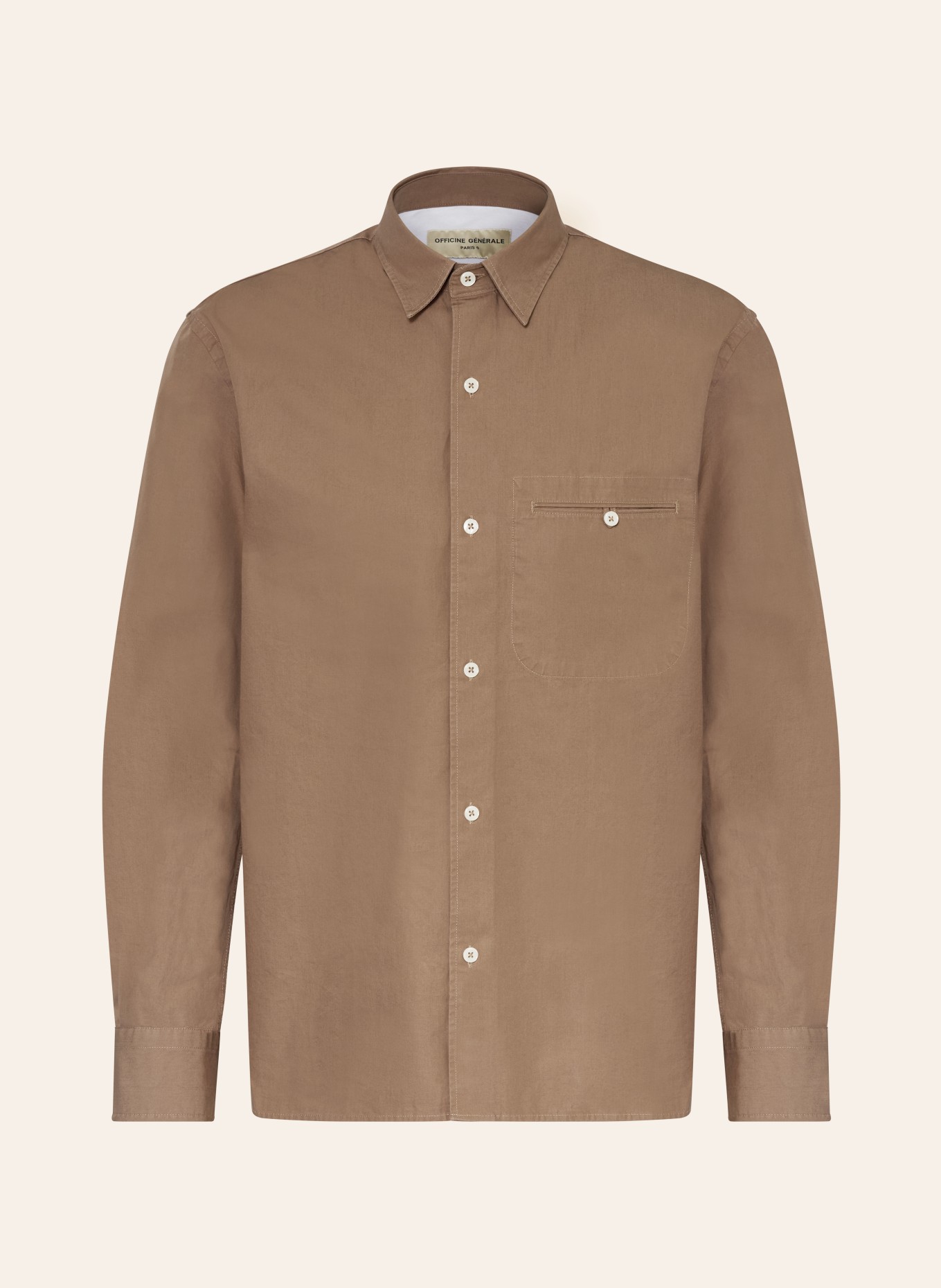 Officine Générale Leinenhemd BENOIT Slim Fit: BRAUN