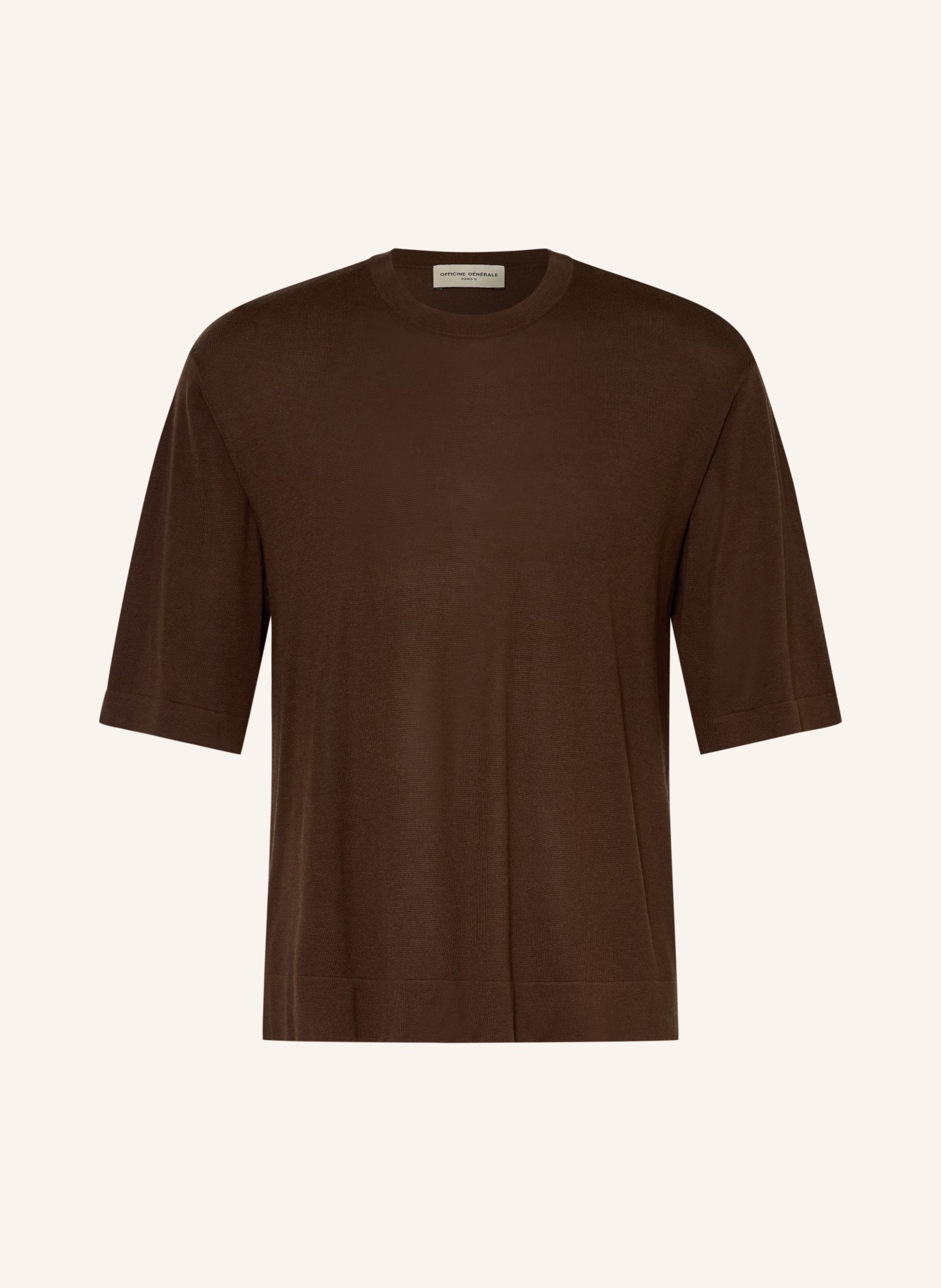 Officine Générale T-shirt with linen: DARK BROWN