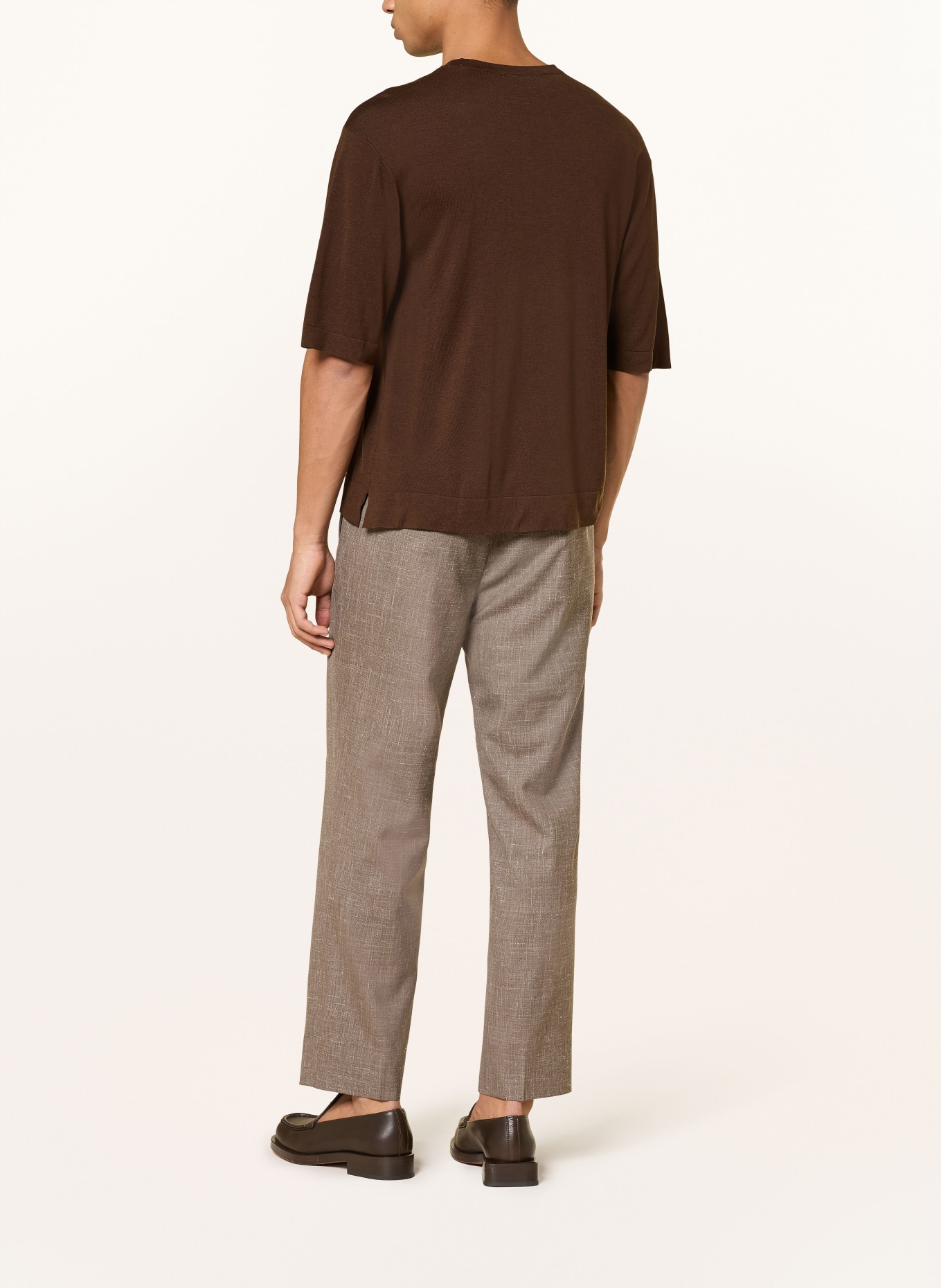 Officine Générale T-shirt with linen: DARK BROWN