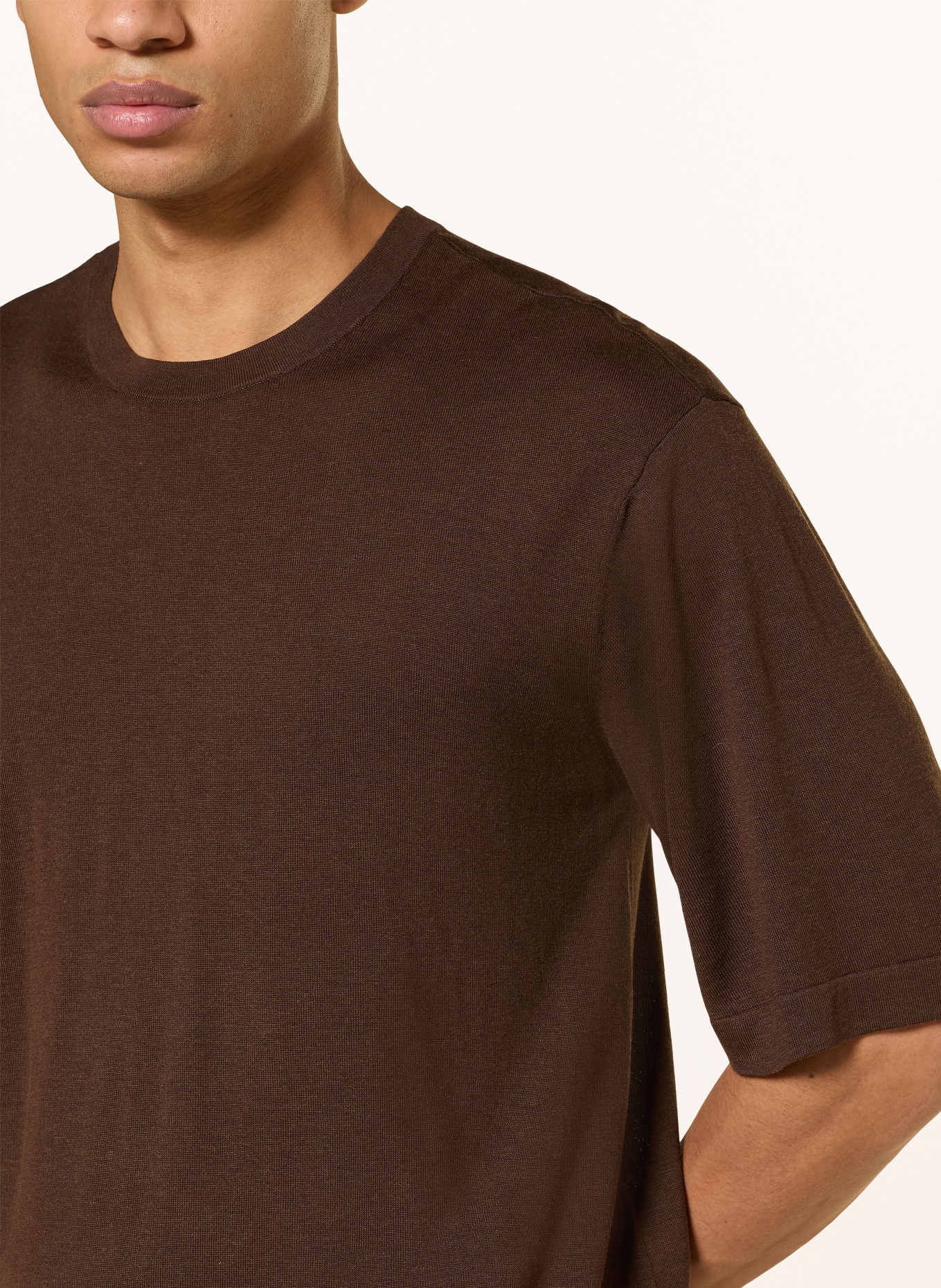 Officine Générale T-shirt with linen: DARK BROWN