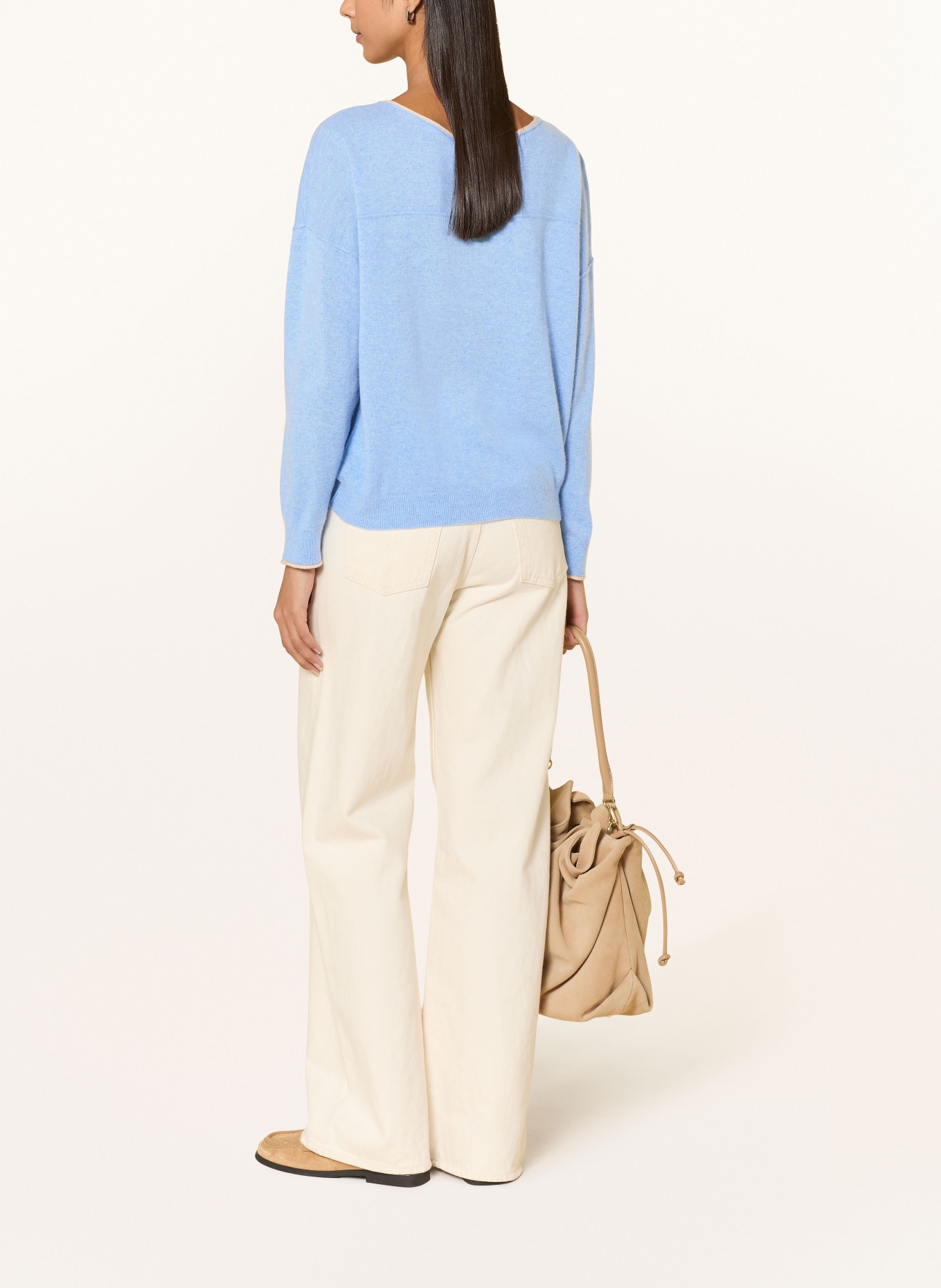 REPEAT cashmere sweater: BLUE / BEIGE