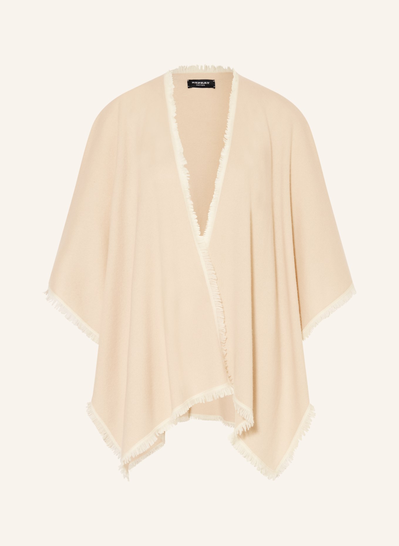 REPEAT Cashmere-Cape: BEIGE / WEISS