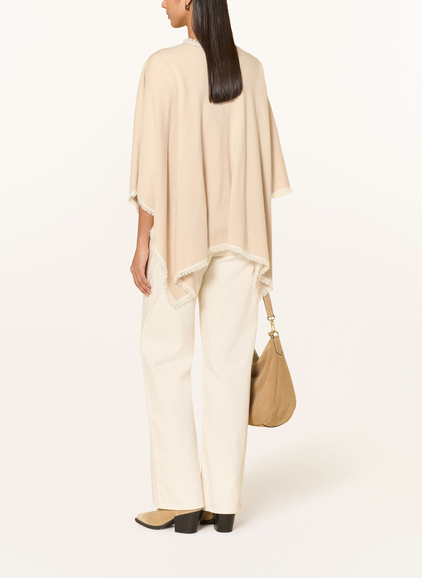 REPEAT Cashmere-Cape: BEIGE / WEISS