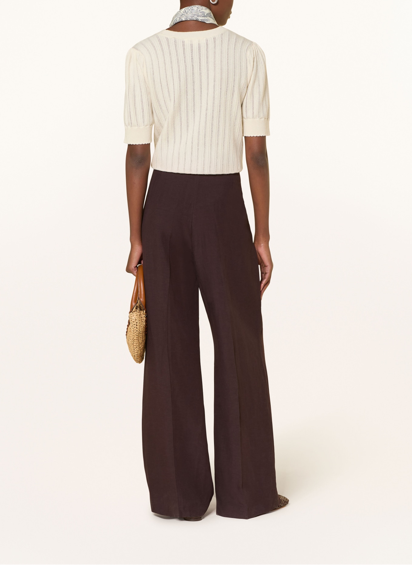 RAFFAELLO ROSSI MILARA marlena pants with linen: DARK BROWN