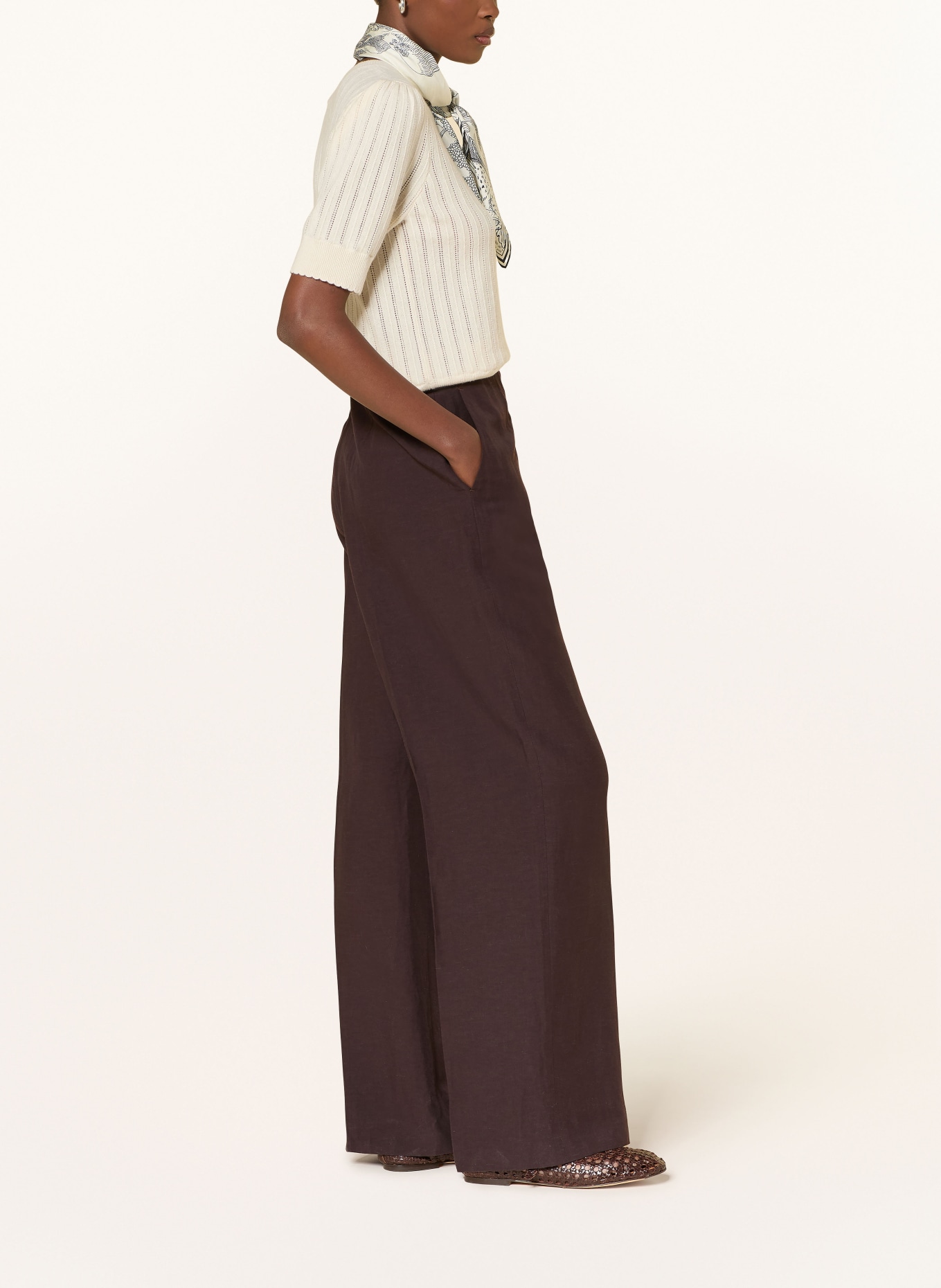 RAFFAELLO ROSSI MILARA marlena pants with linen: DARK BROWN