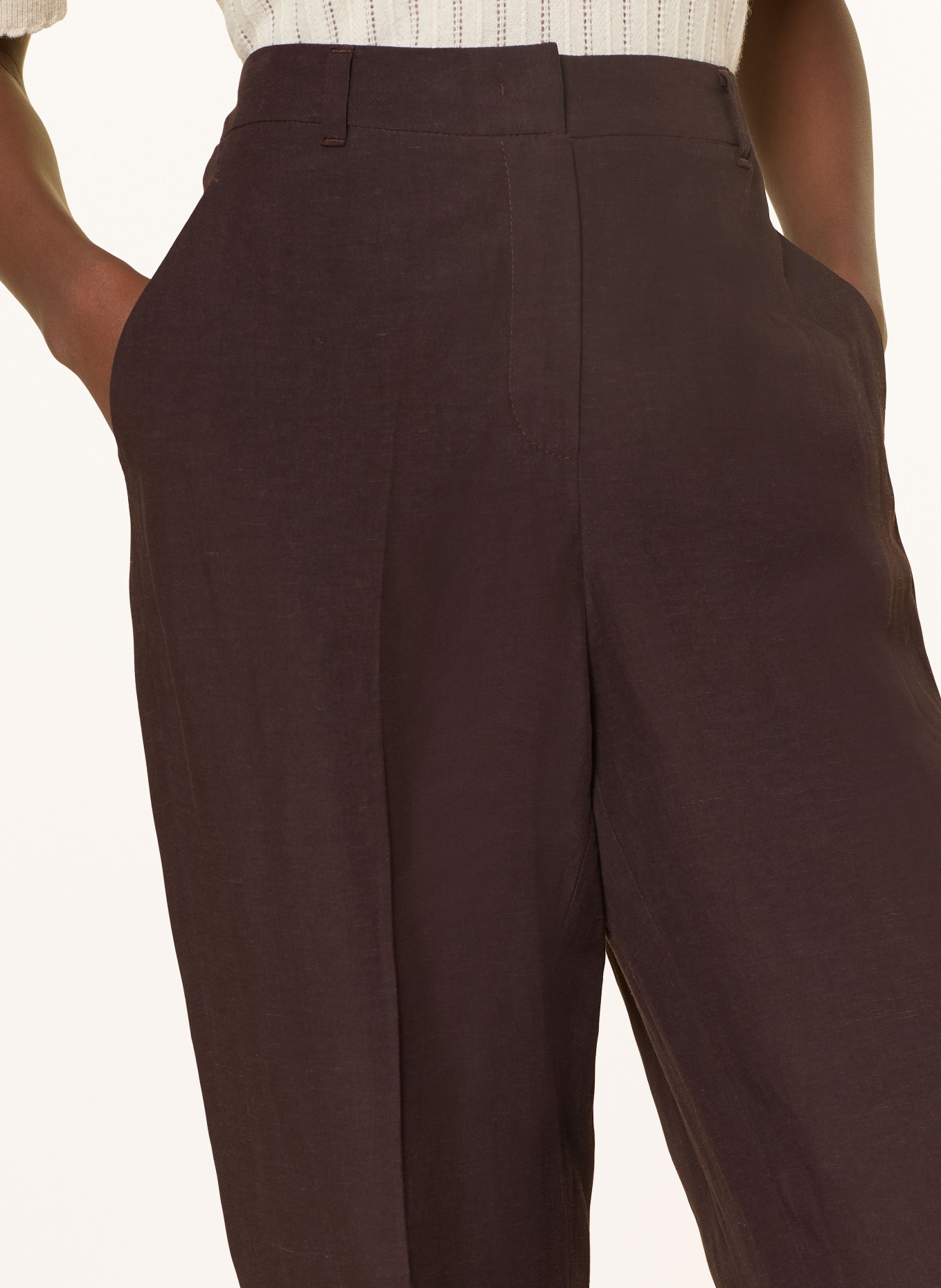RAFFAELLO ROSSI MILARA marlena pants with linen: DARK BROWN