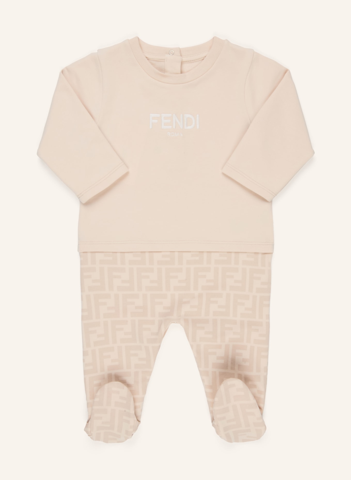 FENDI Set: Strampler, Mütze und Latz: CREME / BEIGE