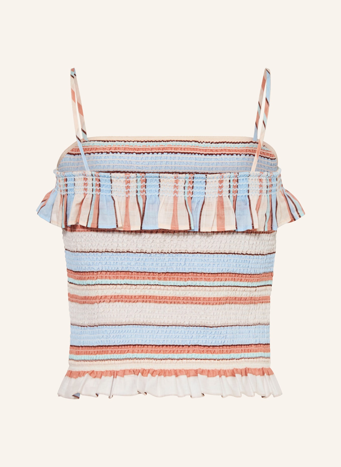 ZIMMERMANN Top DAYLIGHT mit Rüschen: HELLBLAU / ALTROSA / HELLGRAU