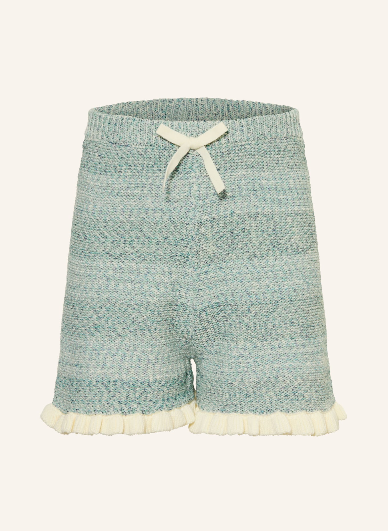 ZIMMERMANN PATIENCE knit shorts: CREAM / TEAL / TURQUOISE