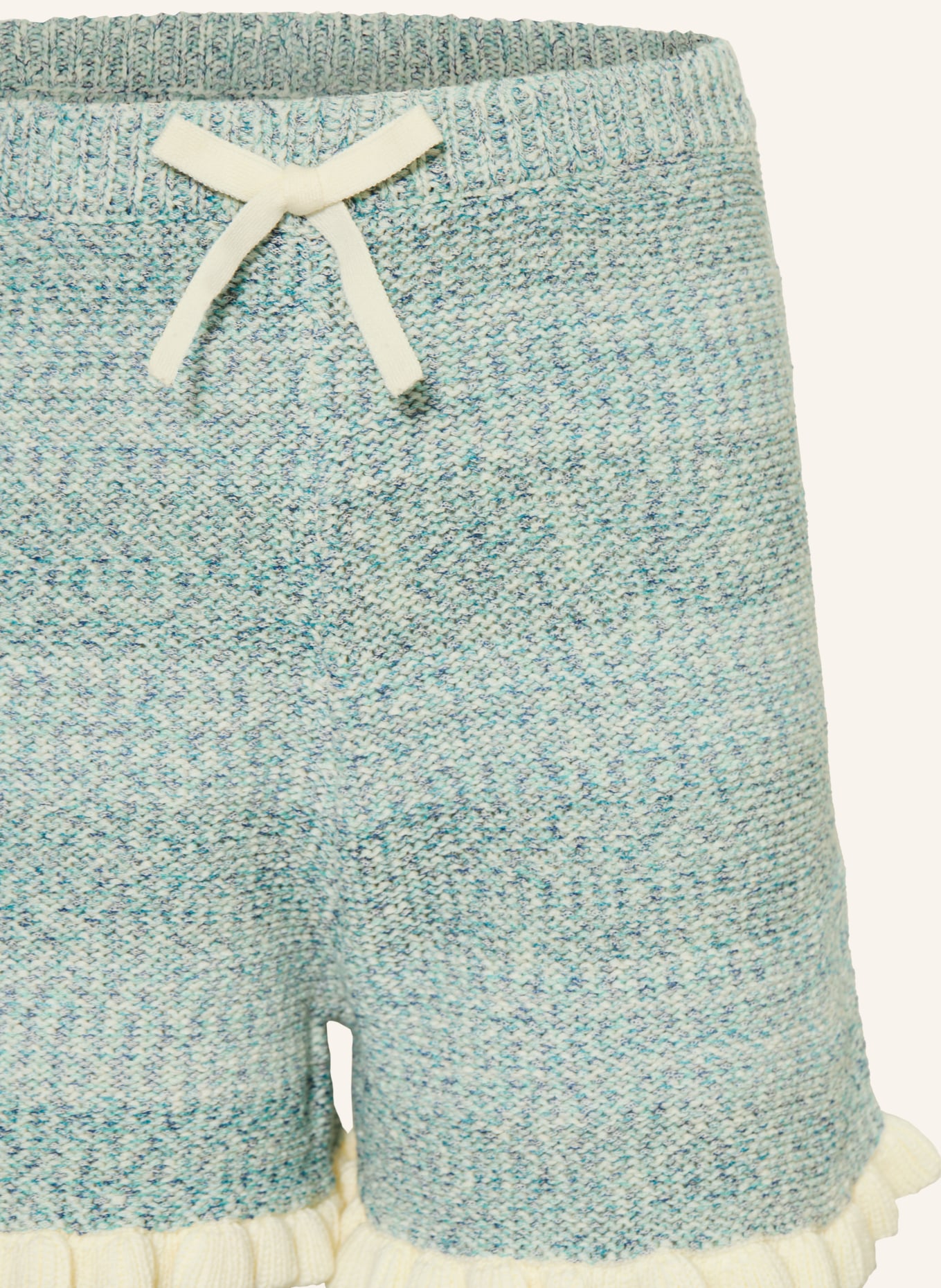 ZIMMERMANN PATIENCE knit shorts: CREAM / TEAL / TURQUOISE