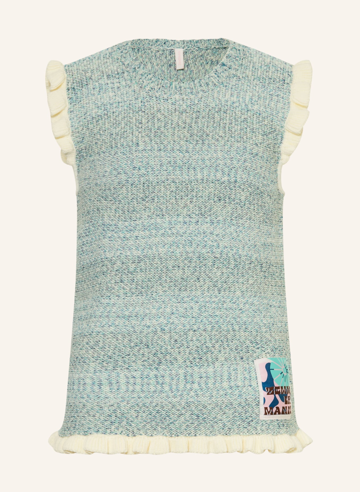 ZIMMERMANN Stricktop PATIENCE mit Rüschen: CREME / MINT / PETROL