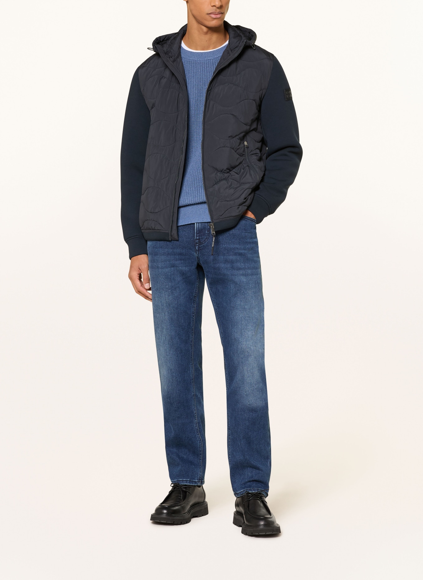 JOOP! JEANS Steppjacke im Materialmix: DUNKELBLAU