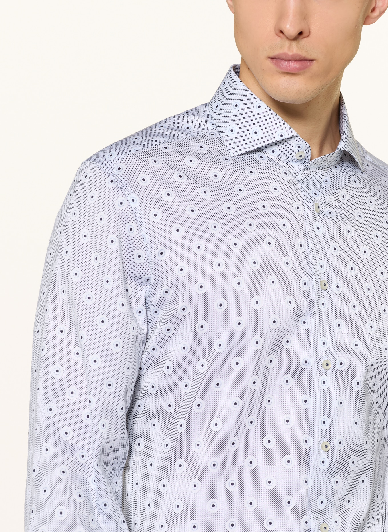 1863 by ETERNA Košile Slim Fit: SVĚTLE ŠEDÁ / BÍLÁ / ČERNÁ