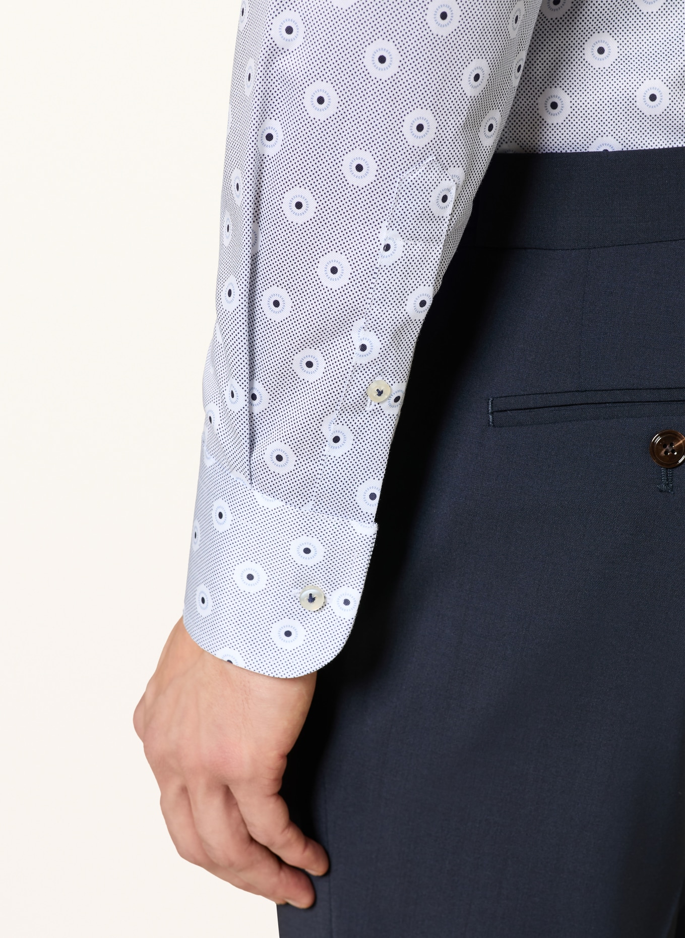 1863 by ETERNA Košile Slim Fit: SVĚTLE ŠEDÁ / BÍLÁ / ČERNÁ