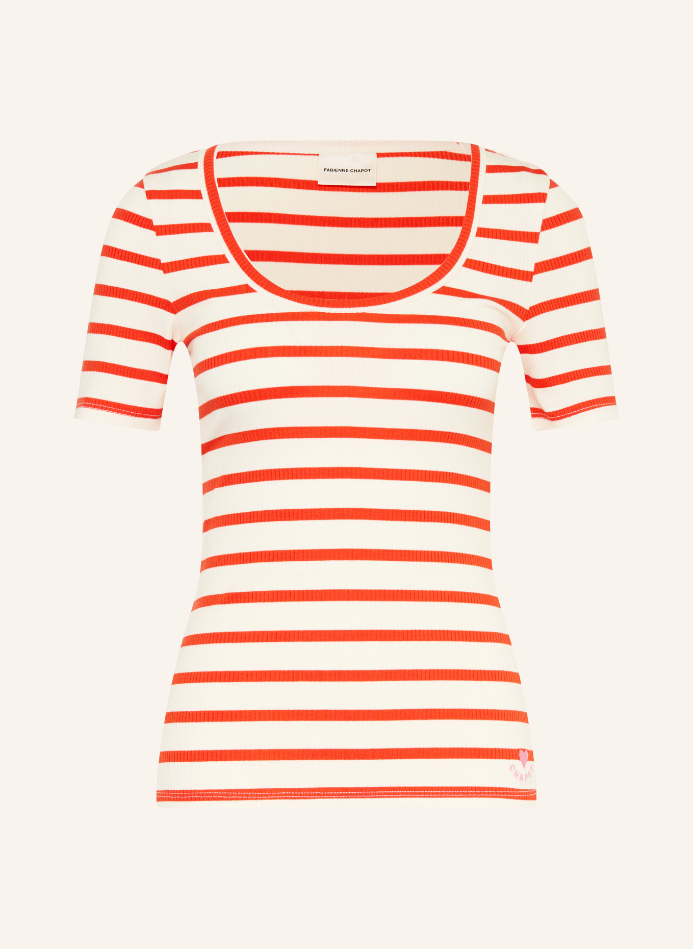 FABIENNE CHAPOT T-shirt LENA: CRÈME / ROUGE