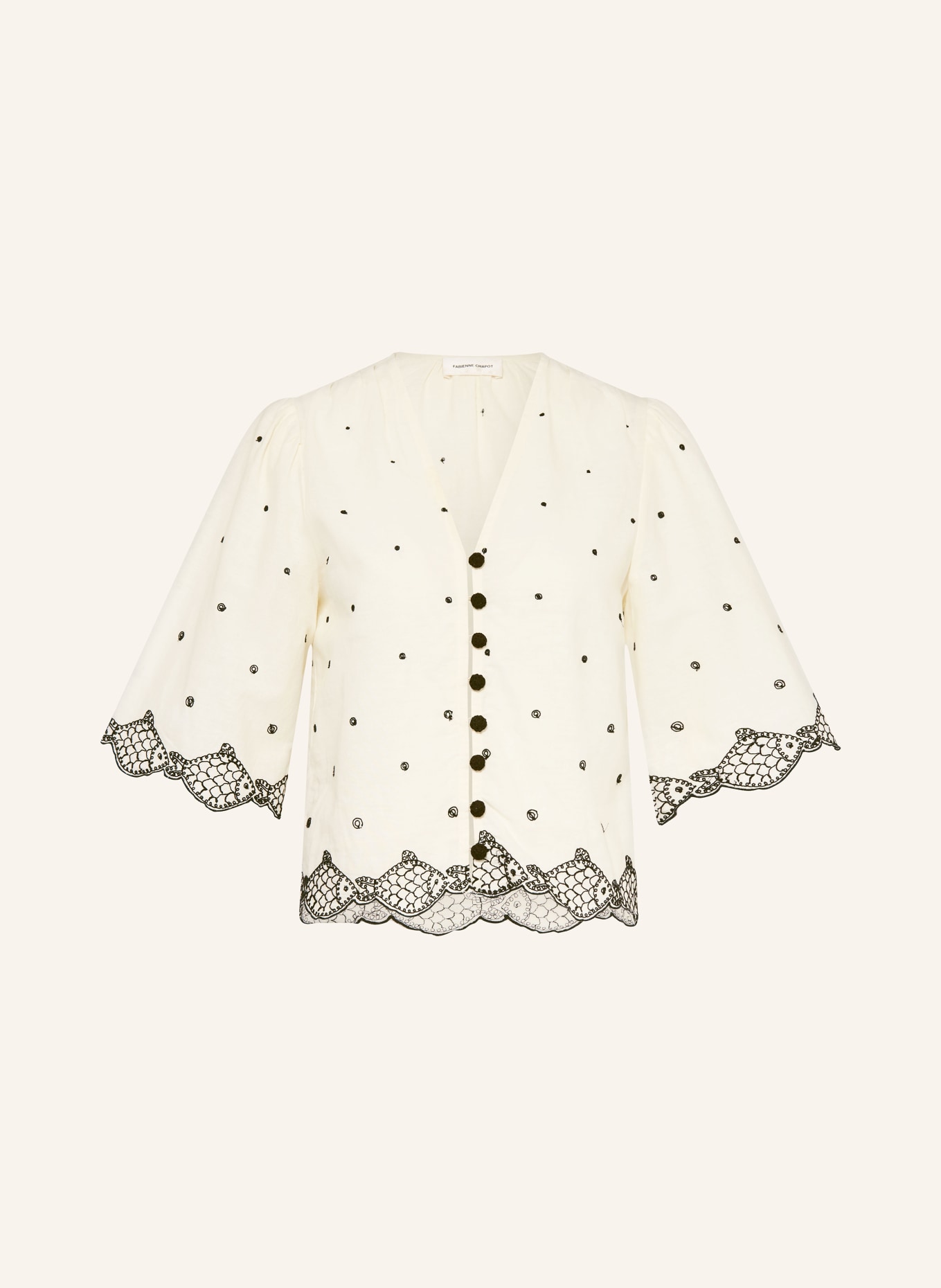 FABIENNE CHAPOT Blouse TYLERA met borduursels: CRÈME / ZWART