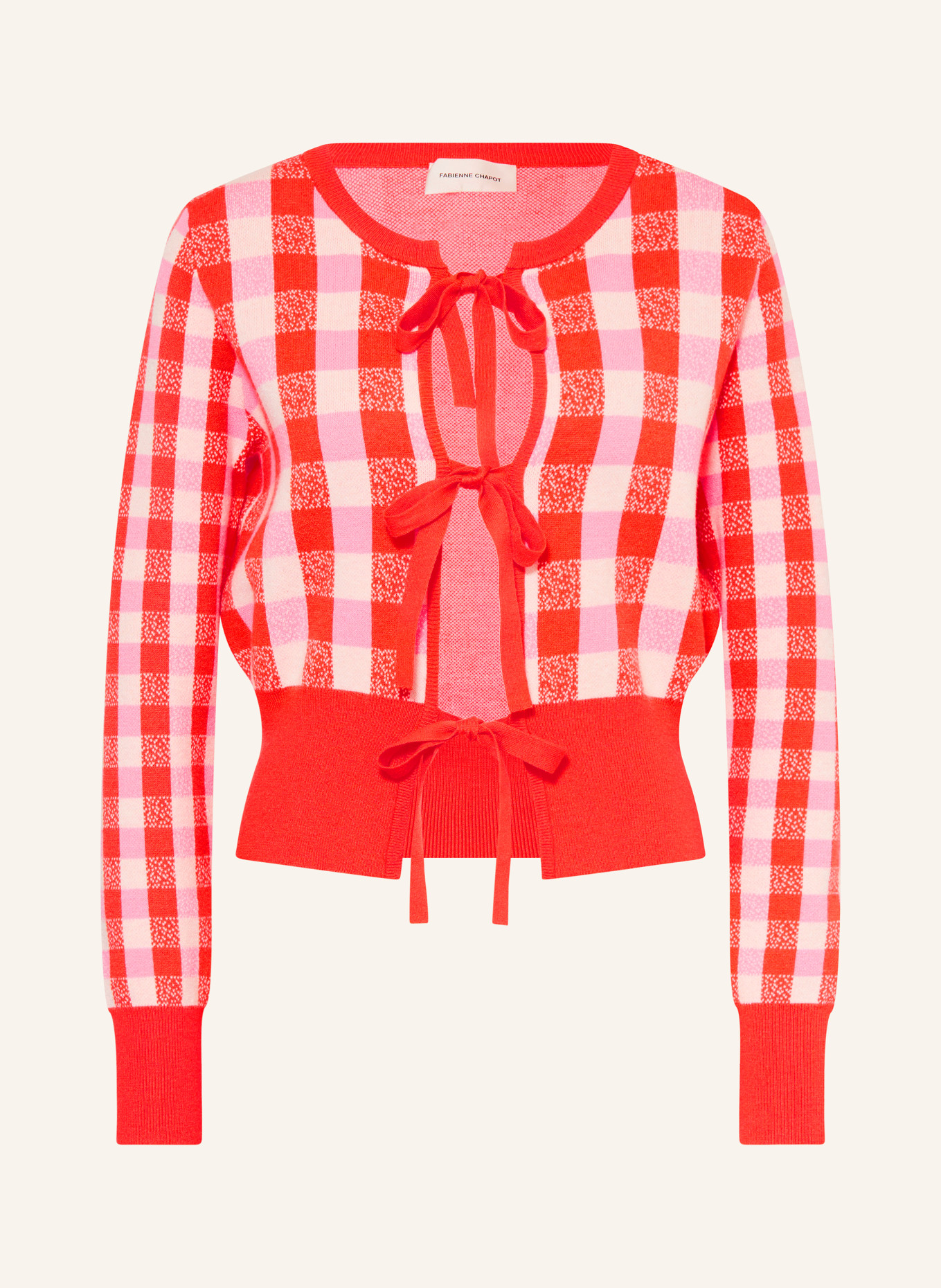 FABIENNE CHAPOT Cardigan CAMILLE: ROUGE / ROSE / CRÈME