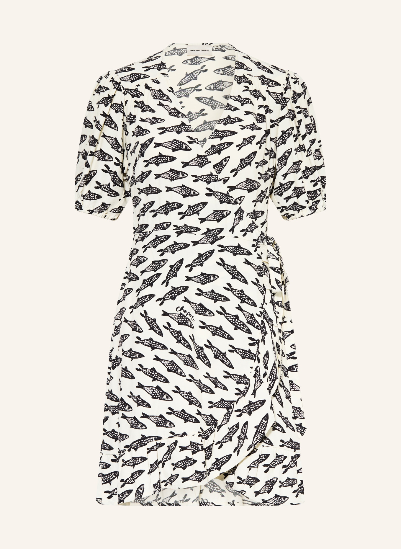 FABIENNE CHAPOT Robe portefeuille ARIEL: BLANC / NOIR