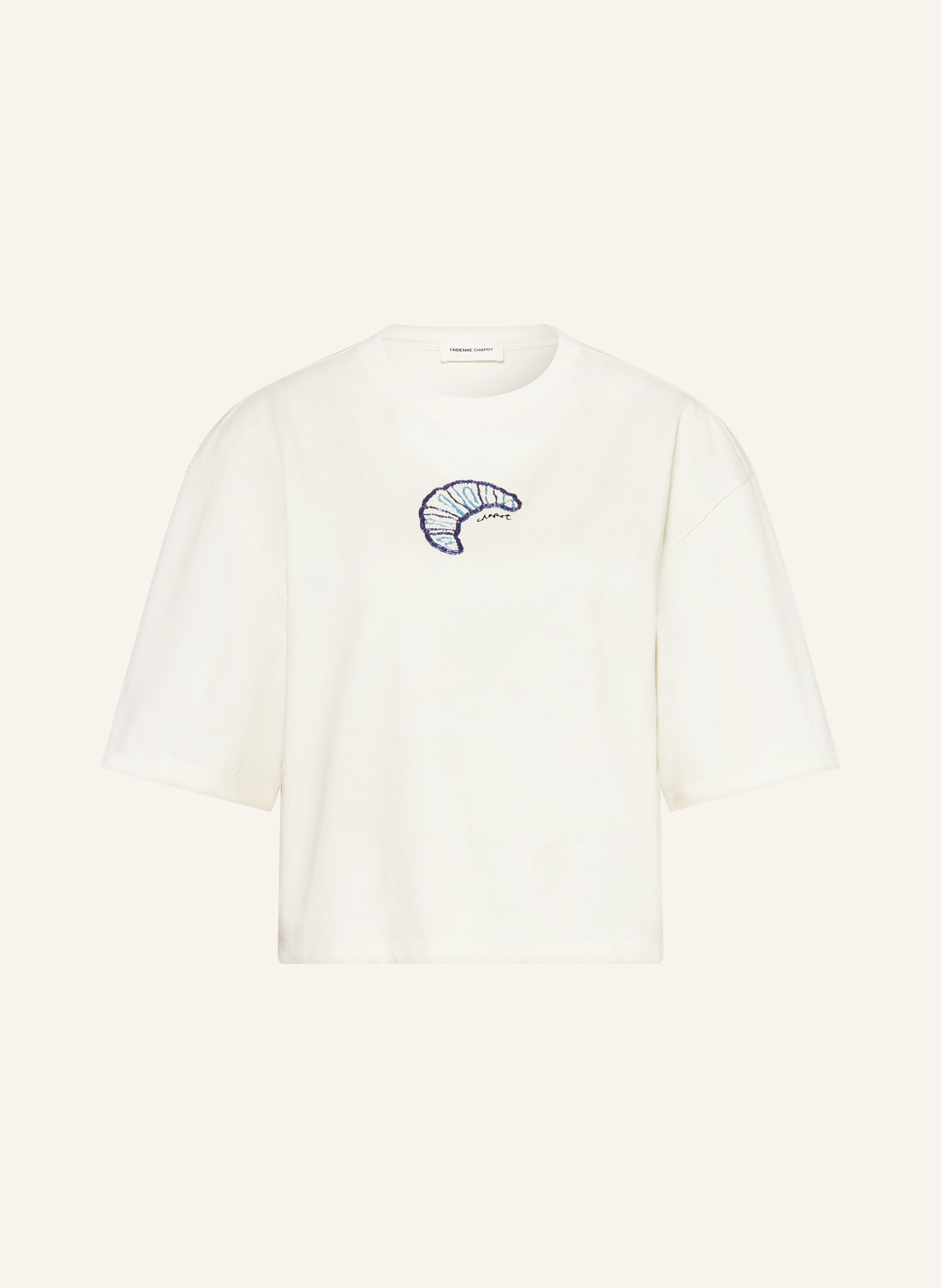 FABIENNE CHAPOT Koszulka BENJA z ozdobnymi perełkami: BIAŁY / NIEBIESKI