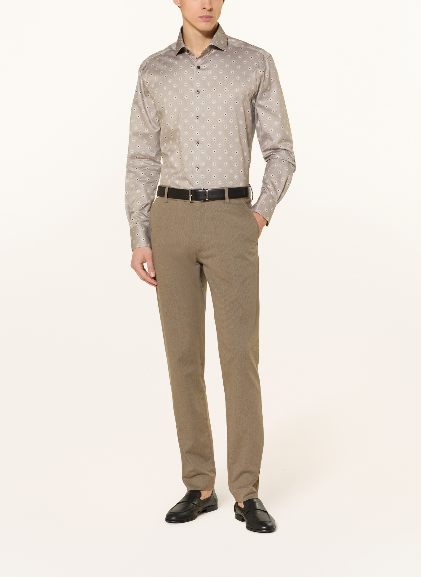 1863 by ETERNA Hemd Modern Fit: TAUPE / CREME / DUNKELBLAU